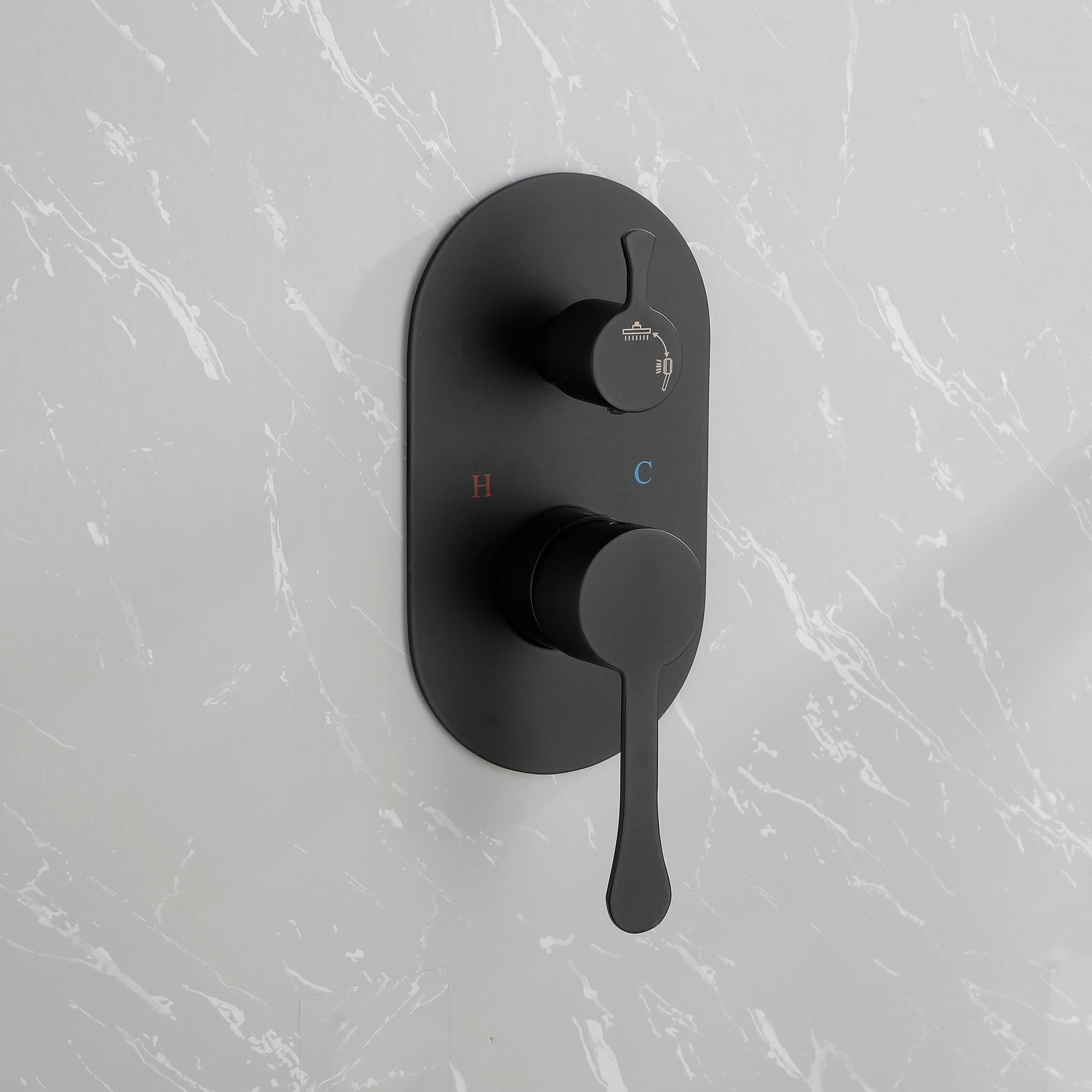 Wall-Mounted Round Shower System Handheld Shower in Matte Black