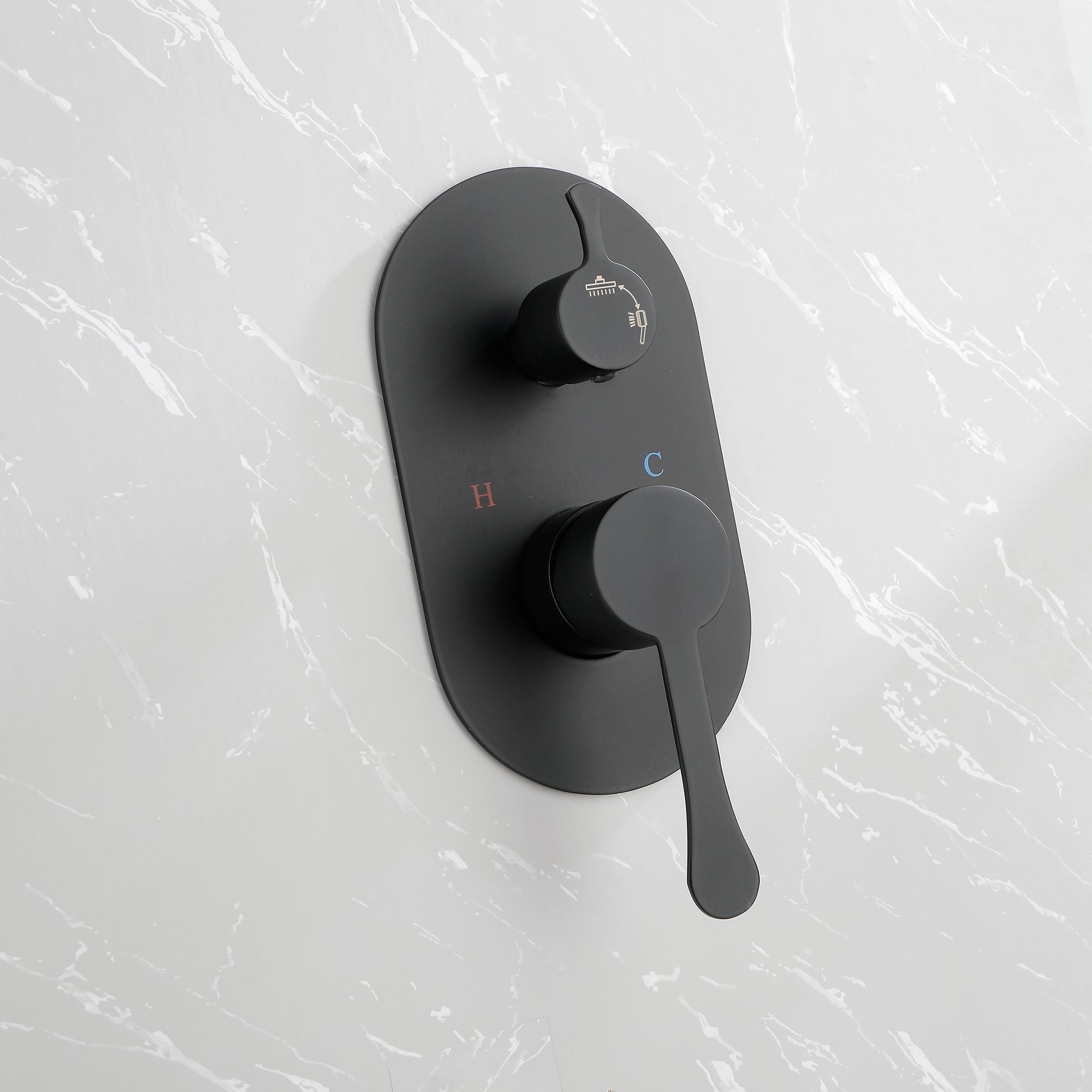 Wall-Mounted Round Shower System Handheld Shower in Matte Black