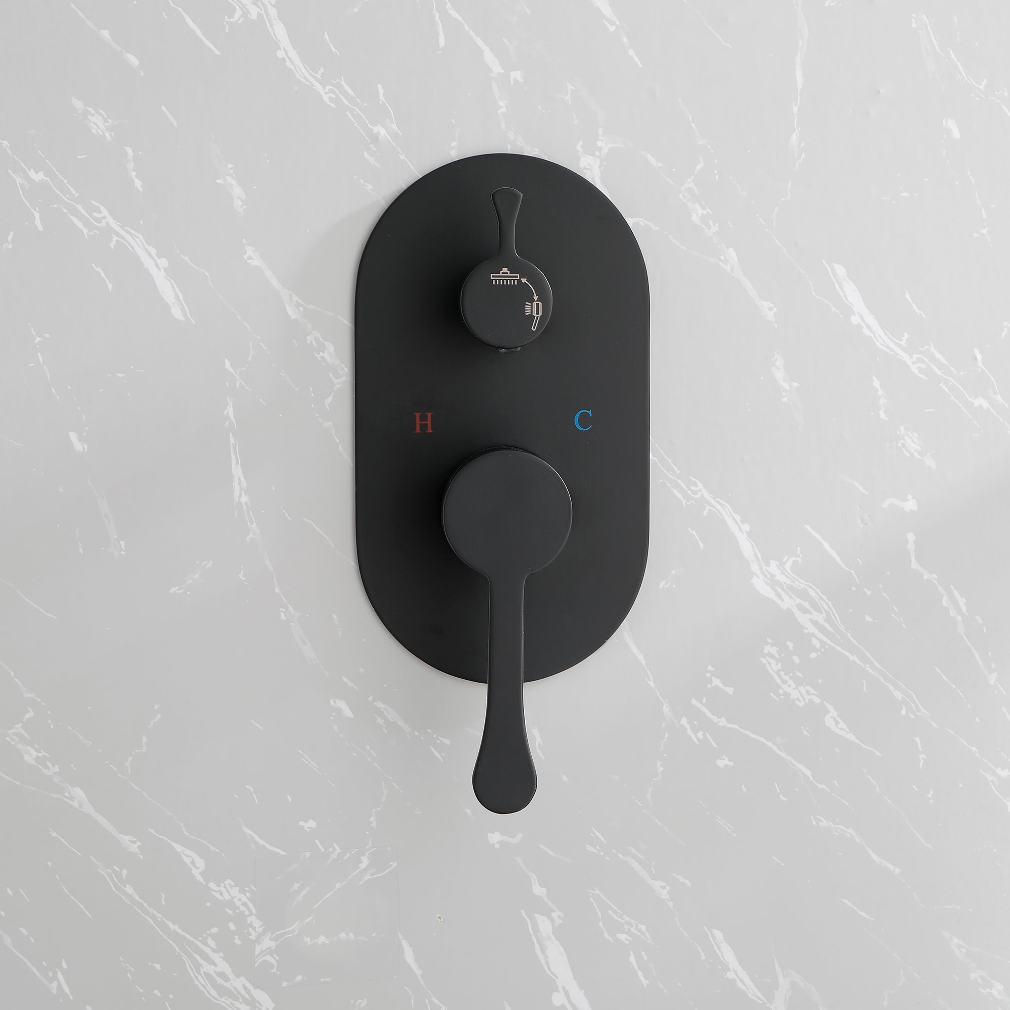 Wall-Mounted Round Shower System Handheld Shower in Matte Black