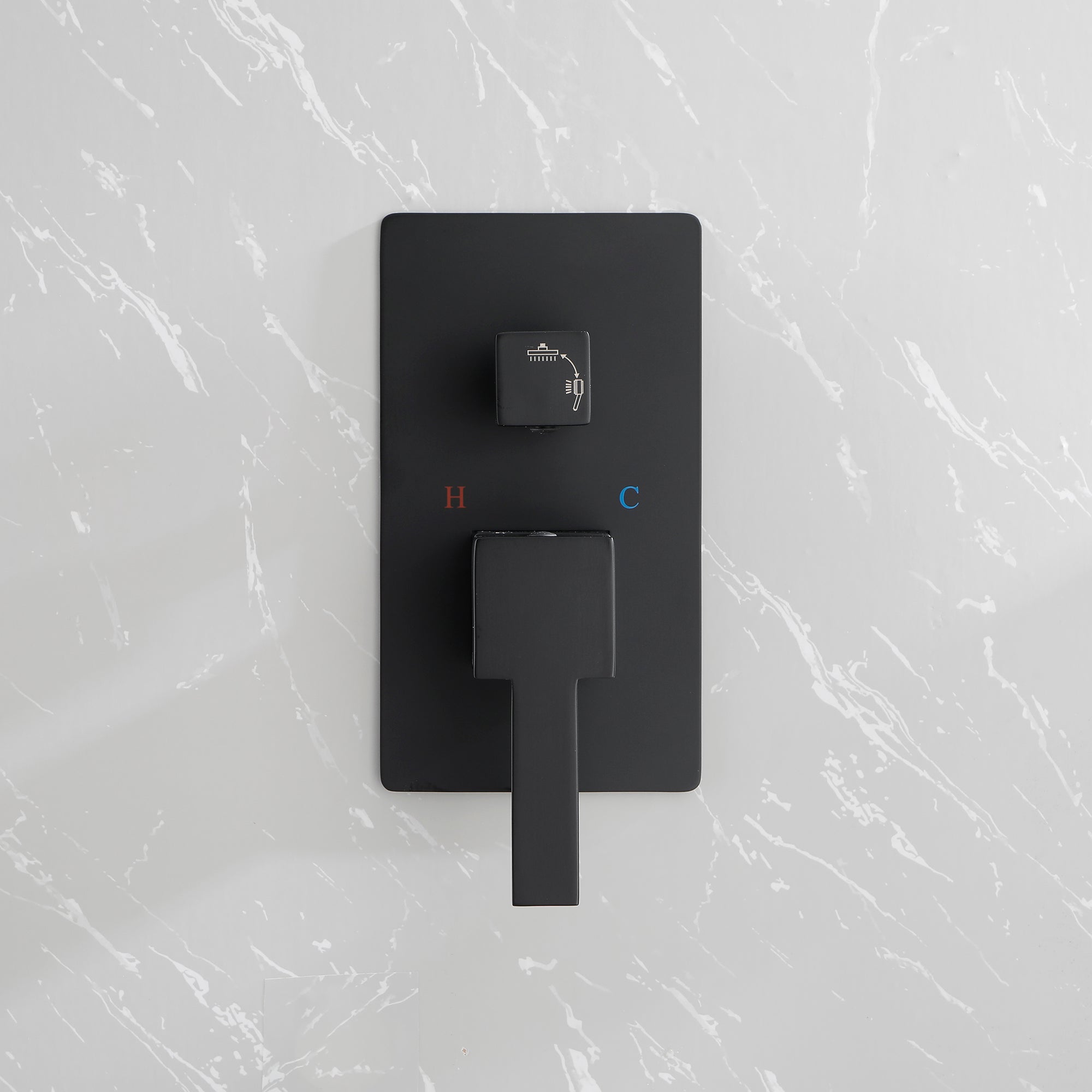 Wall-Mounted Square Shower System Handheld Shower in Matte Black