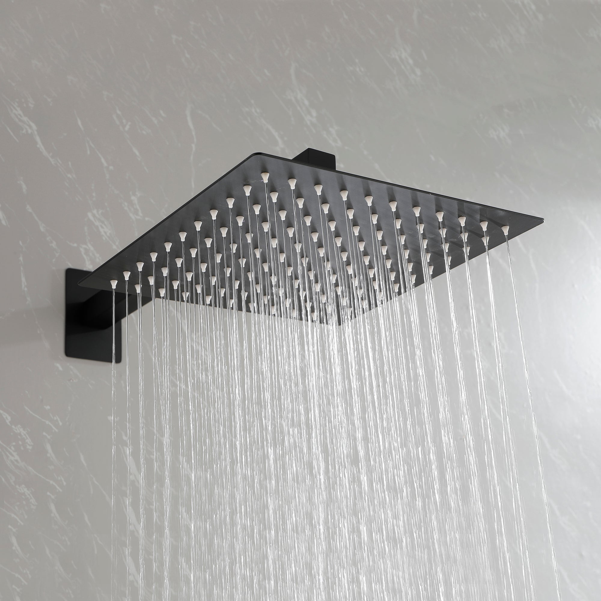 Wall-Mounted Square Shower System Handheld Shower in Matte Black