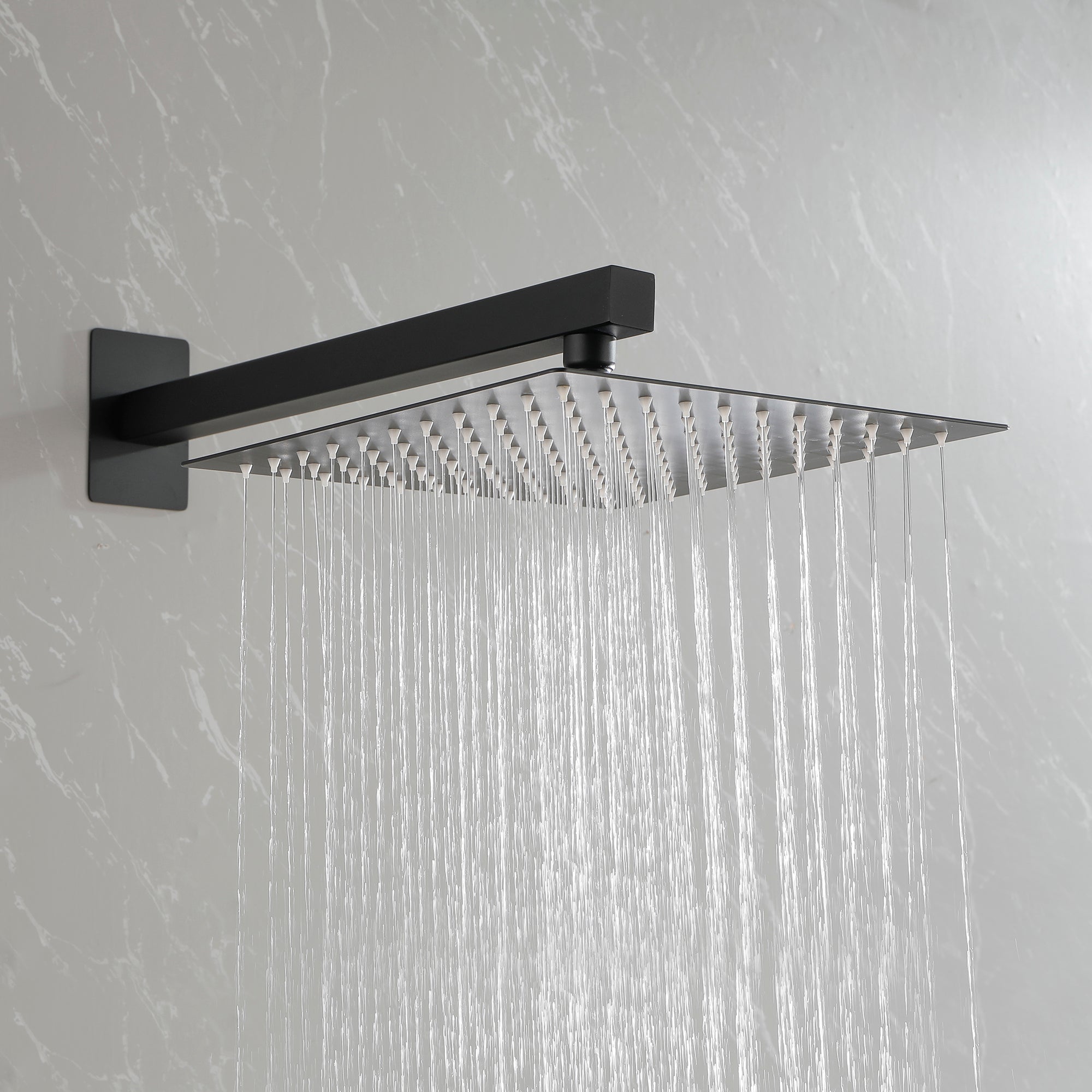 Wall-Mounted Square Shower System Handheld Shower in Matte Black