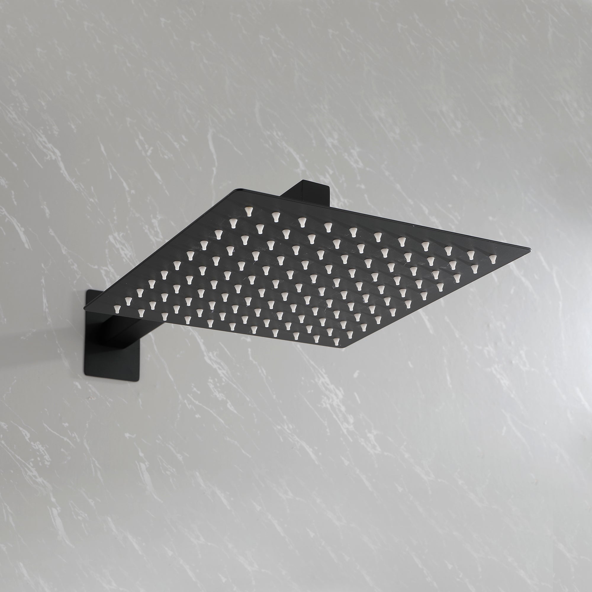 Wall-Mounted Square Shower System Handheld Shower in Matte Black