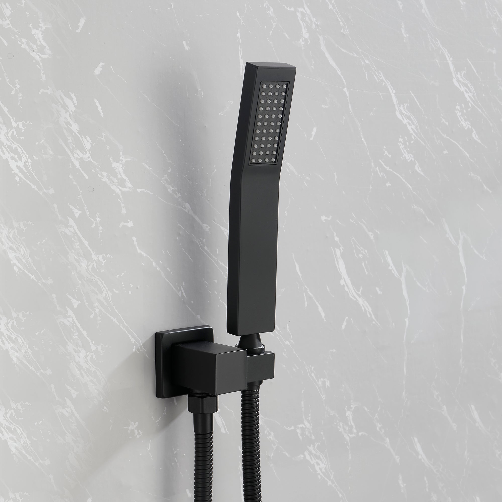 Wall-Mounted Square Shower System Handheld Shower in Matte Black