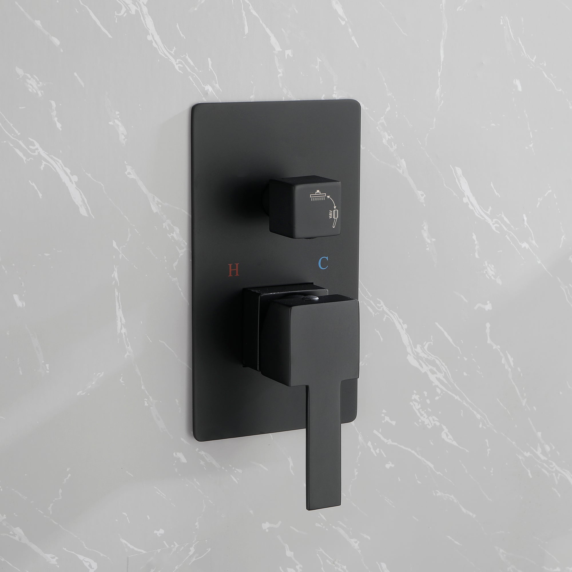 Wall-Mounted Square Shower System Handheld Shower in Matte Black