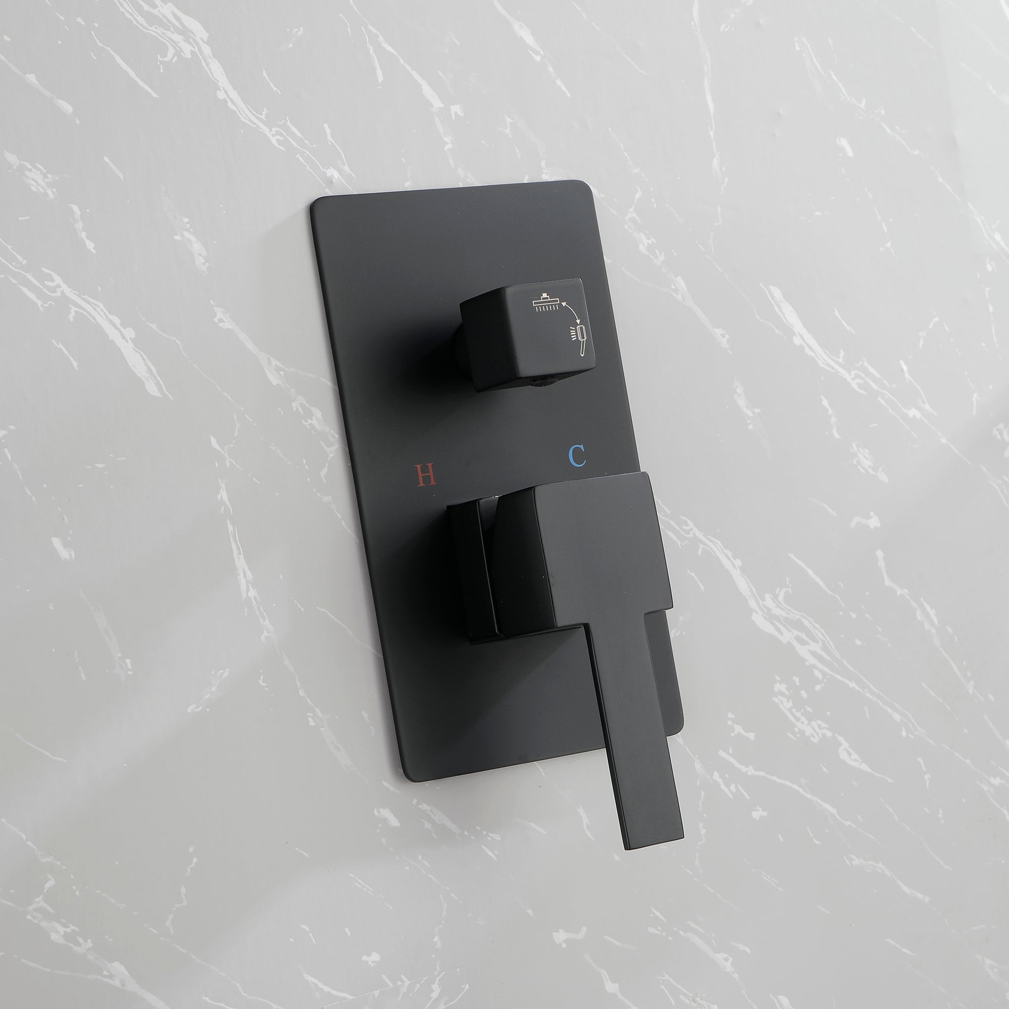 Wall-Mounted Square Shower System Handheld Shower in Matte Black