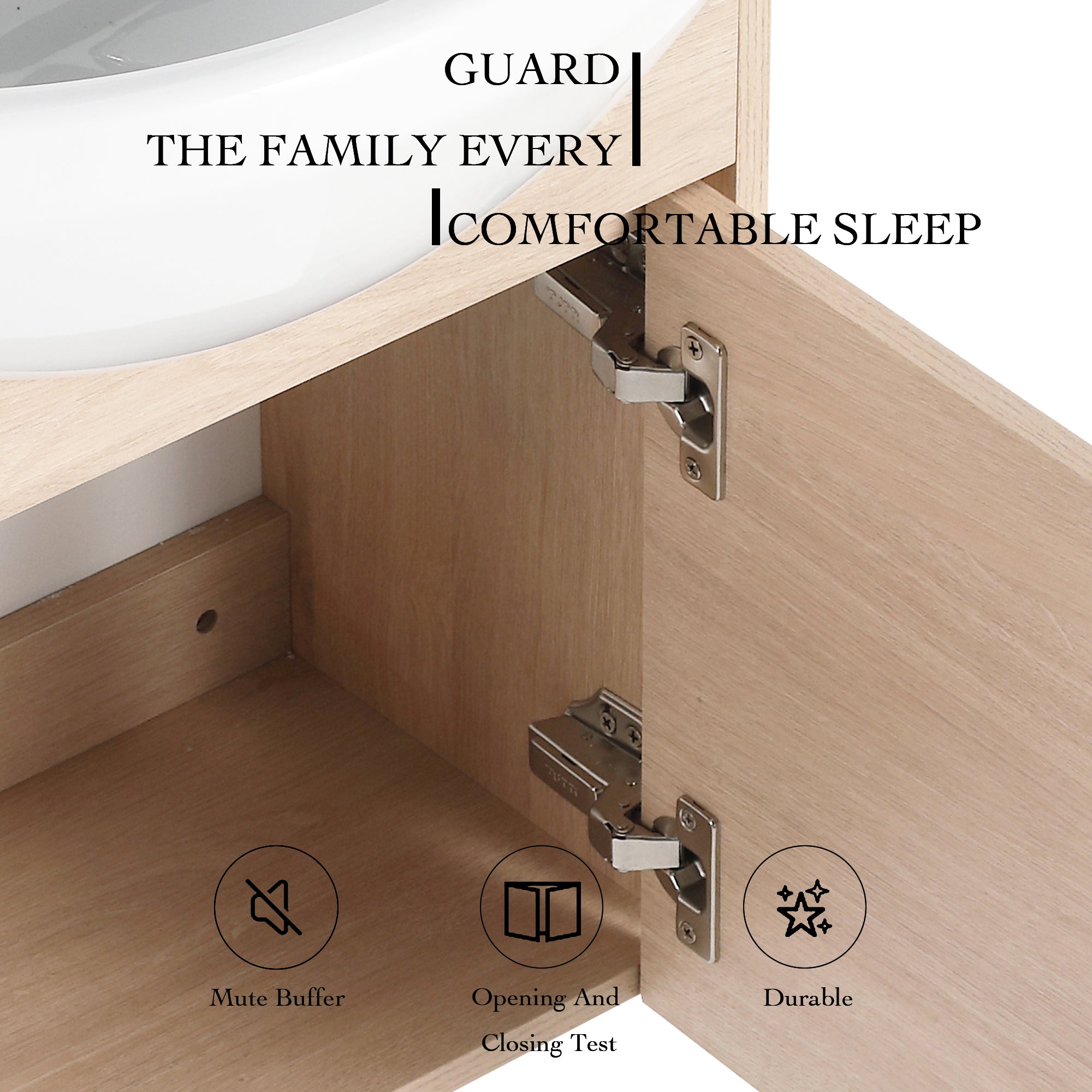 18 Inch Wall Mounting Design Bathroom Vanity in Plain Light Oak With Ceramic Sink