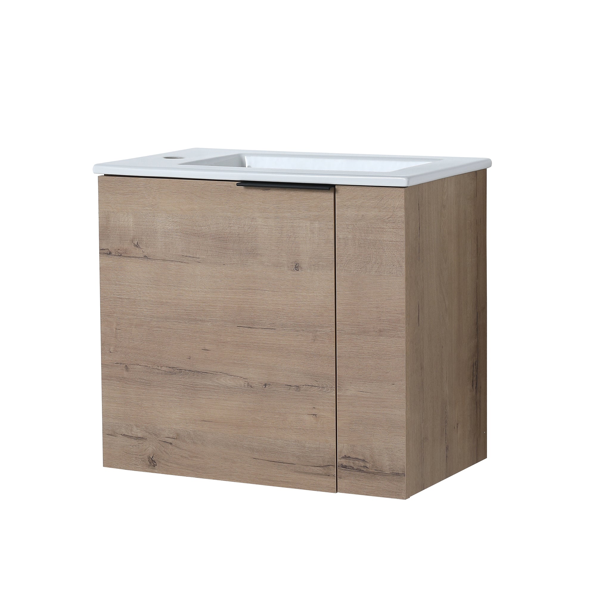 22 inch Plywood Wall-Mounted Bathroom Vanity Set with Integrated Ceramic Sink
