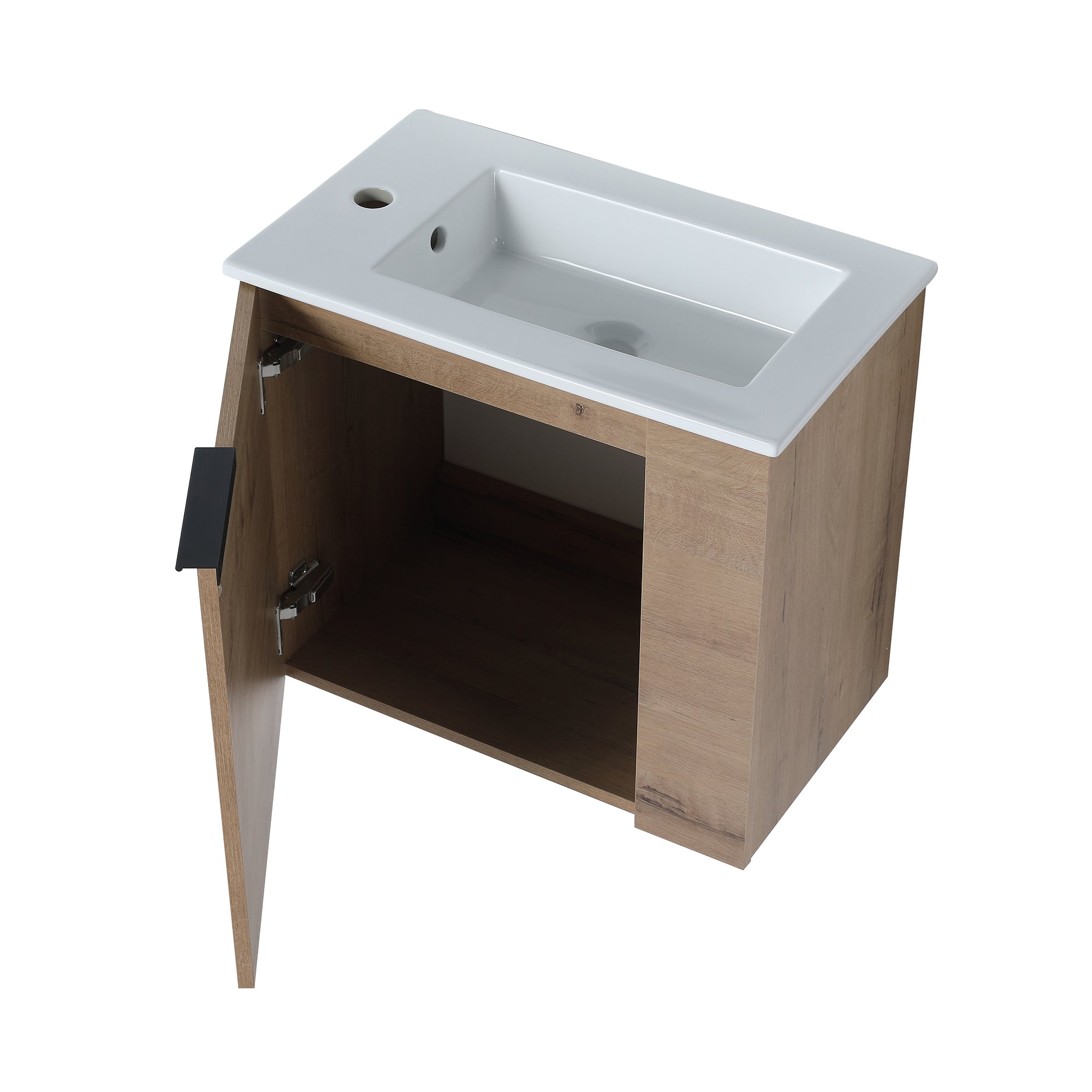 22 inch Plywood Wall-Mounted Bathroom Vanity Set with Integrated Ceramic Sink