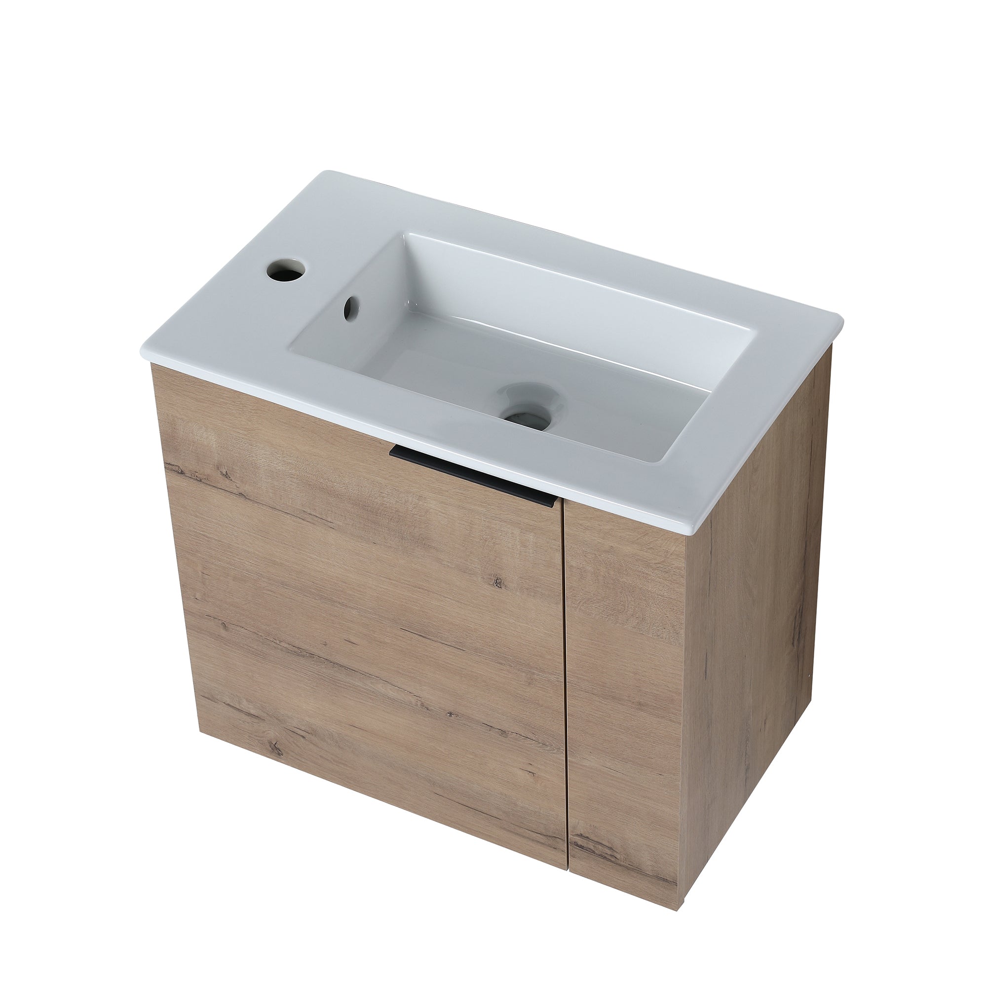 22 inch Plywood Wall-Mounted Bathroom Vanity Set with Integrated Ceramic Sink