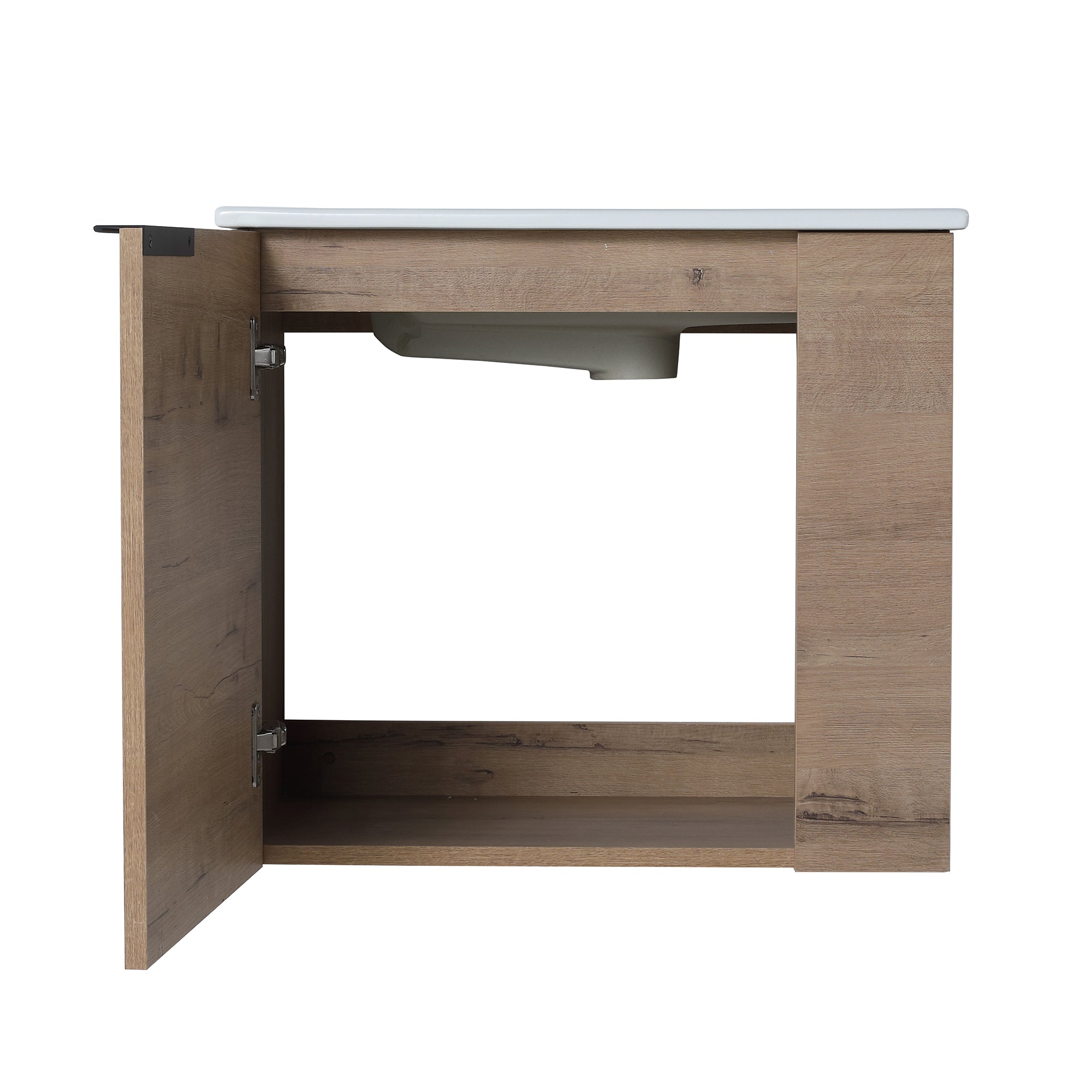 22 inch Plywood Wall-Mounted Bathroom Vanity Set with Integrated Ceramic Sink