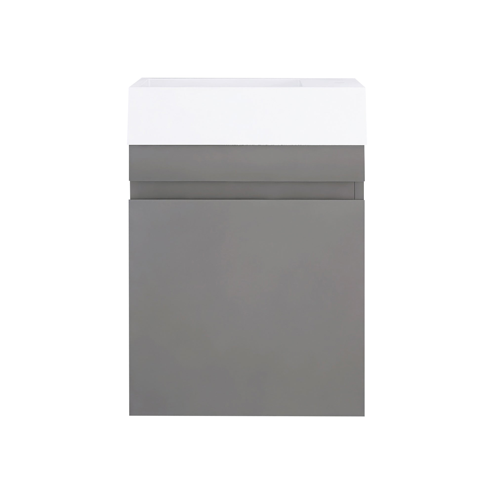 18 in. W x 10 in. D x 25 in. H Single Sink Narrow Floating Bath Vanity in Gray with White Solid Surface Top