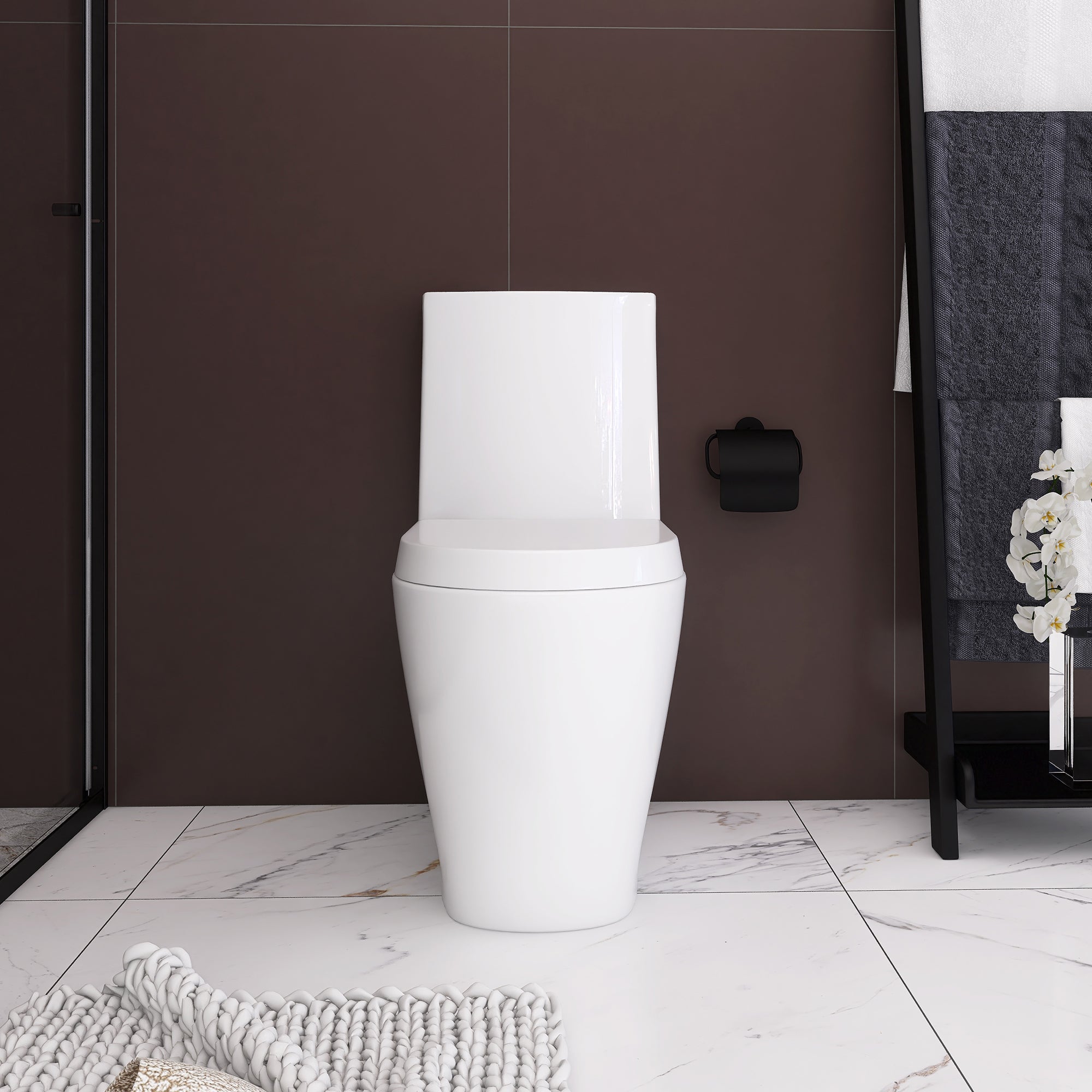 15 1/8 Inch One-piece 1.1/1.6 GPF Dual Flush Elongated Toilet with Soft-Close Seat