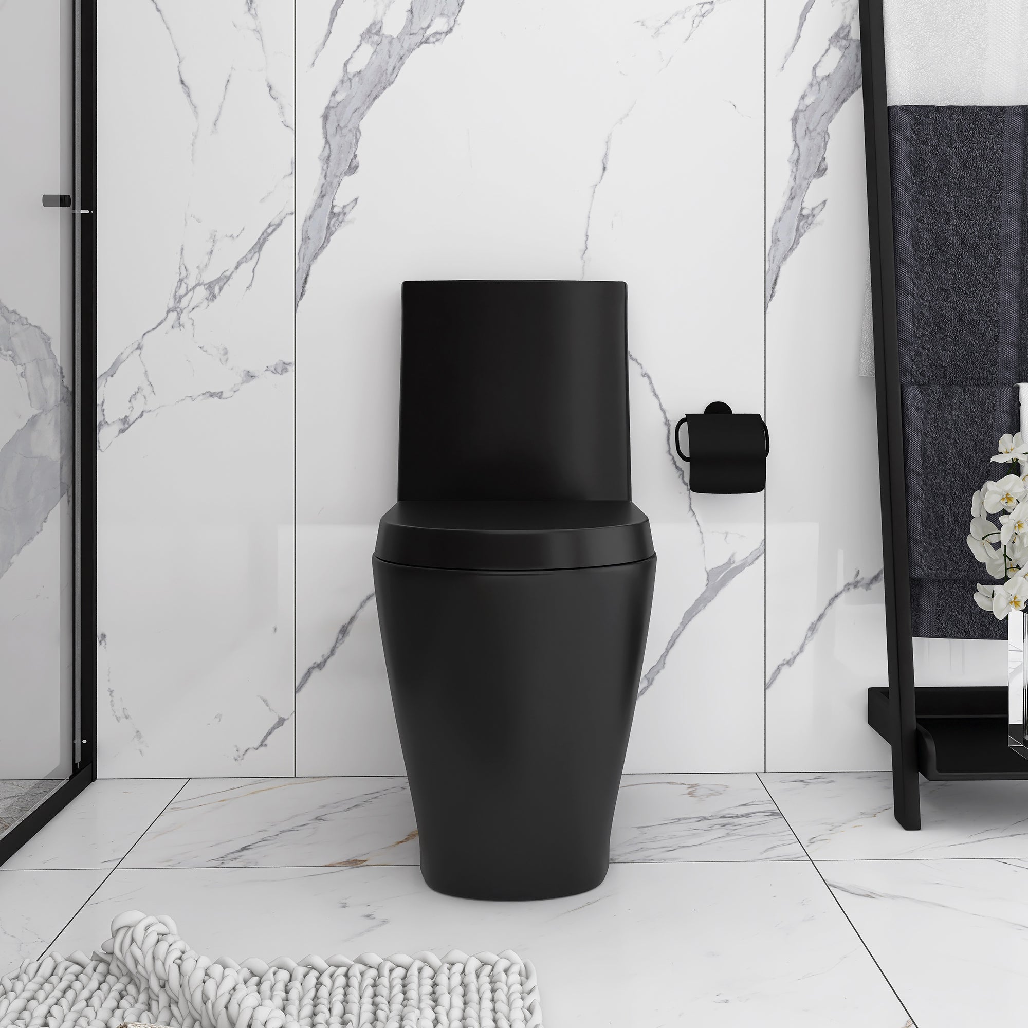 15 1/8 Inch One-piece 1.1/1.6 GPF Dual Flush Elongated Toilet with Soft-Close Seat