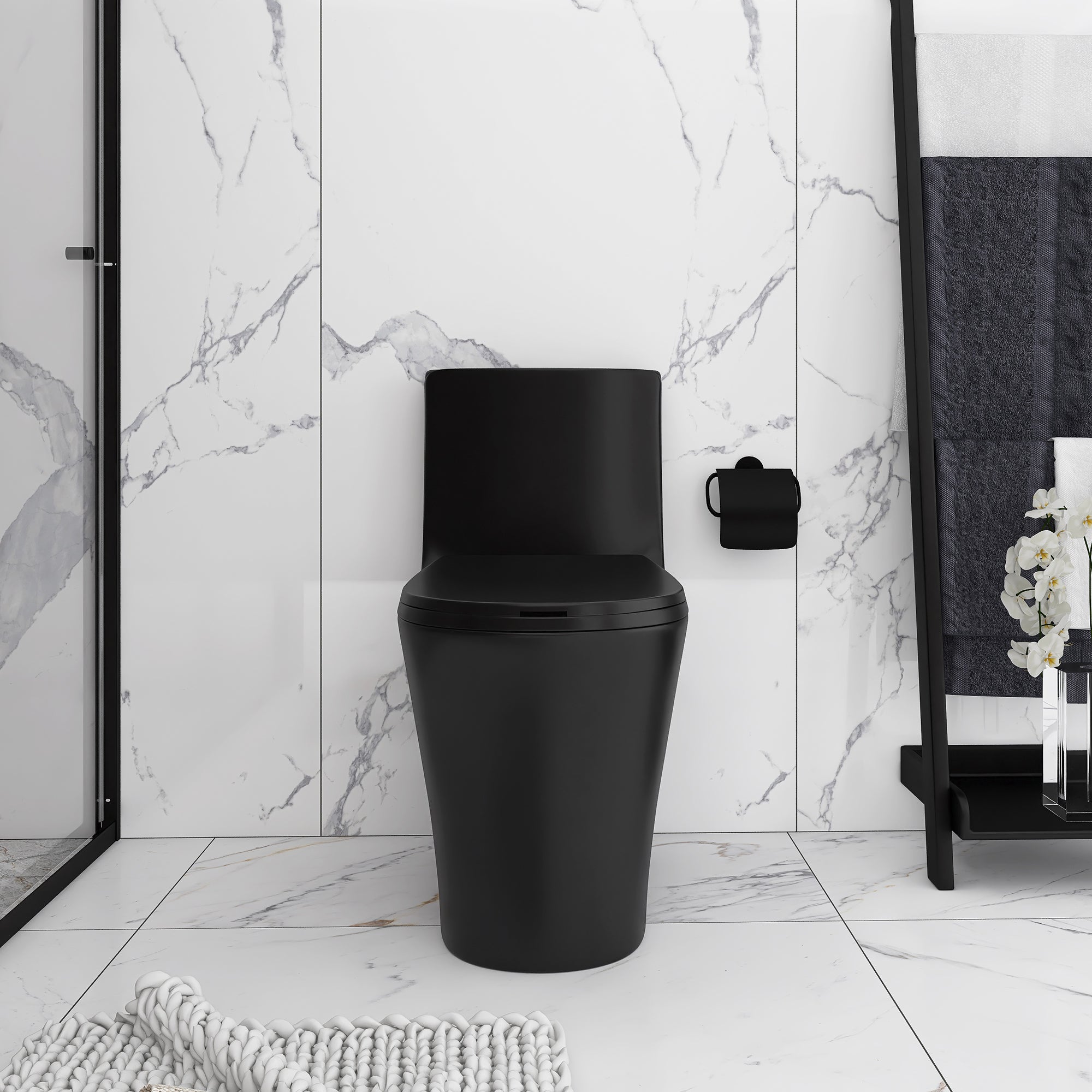 15 1/8 Inch One-piece 1.1/1.6 GPF Dual Flush Elongated Toilet with Soft-Close Seat