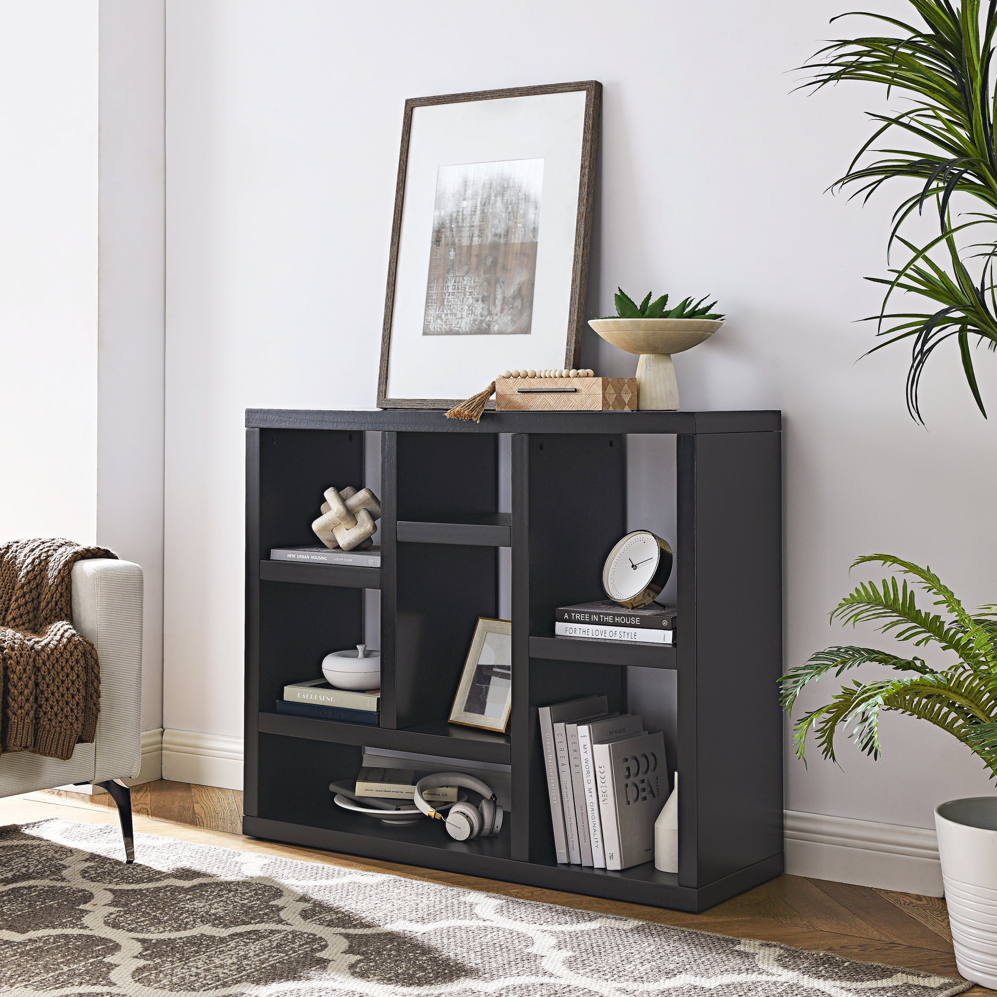 43 Inches Freestanding Open Wooden Open Shelf Storage Bookcase