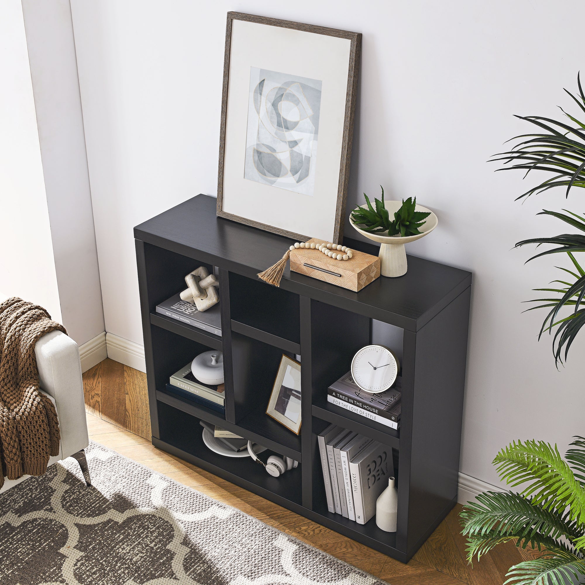 43 Inches Freestanding Open Wooden Open Shelf Storage Bookcase