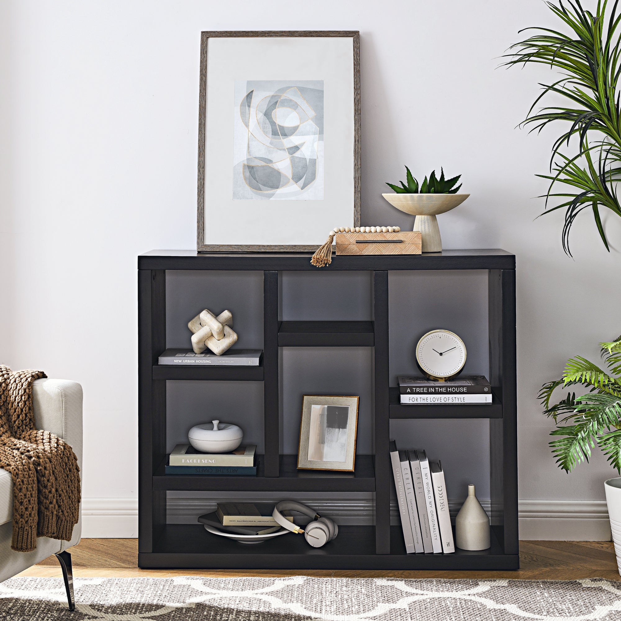 43 Inches Freestanding Open Wooden Open Shelf Storage Bookcase