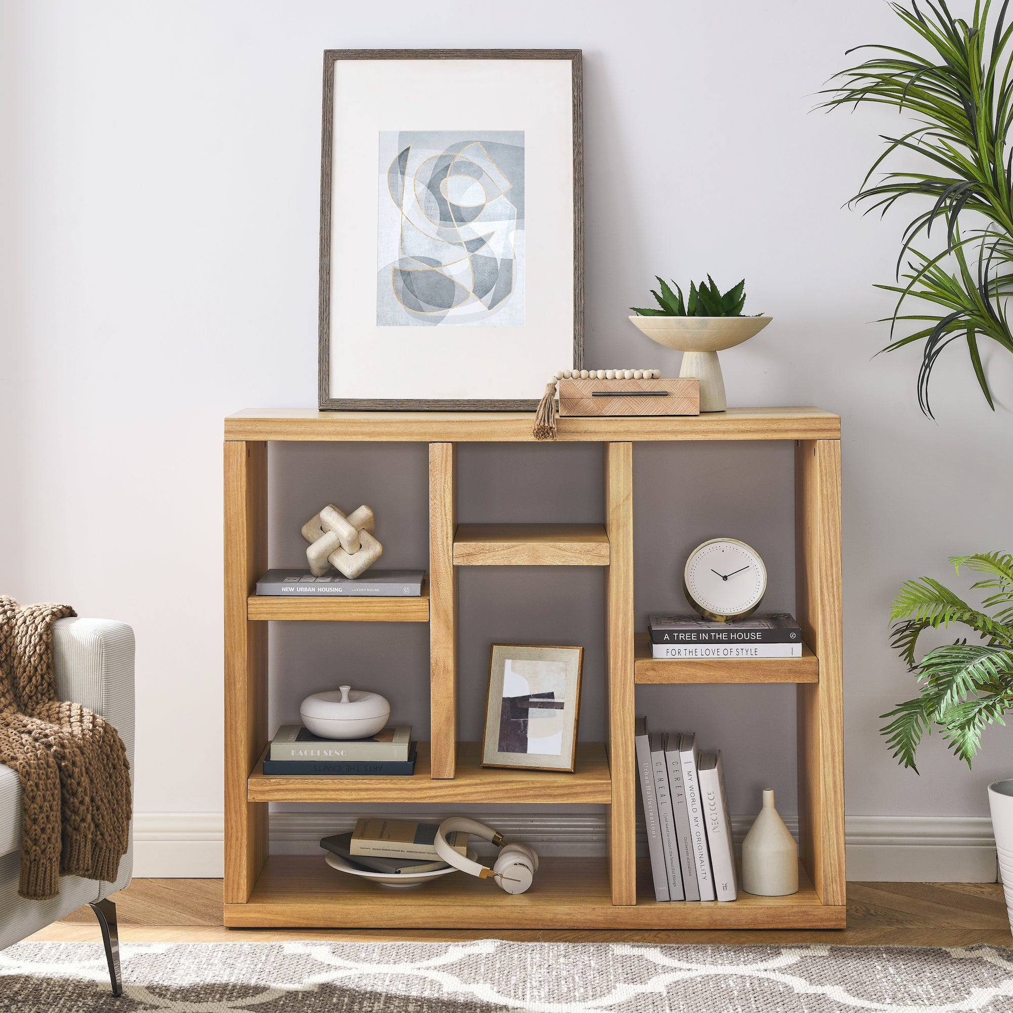 43 Inches Freestanding Open Wooden Open Shelf Storage Bookcase