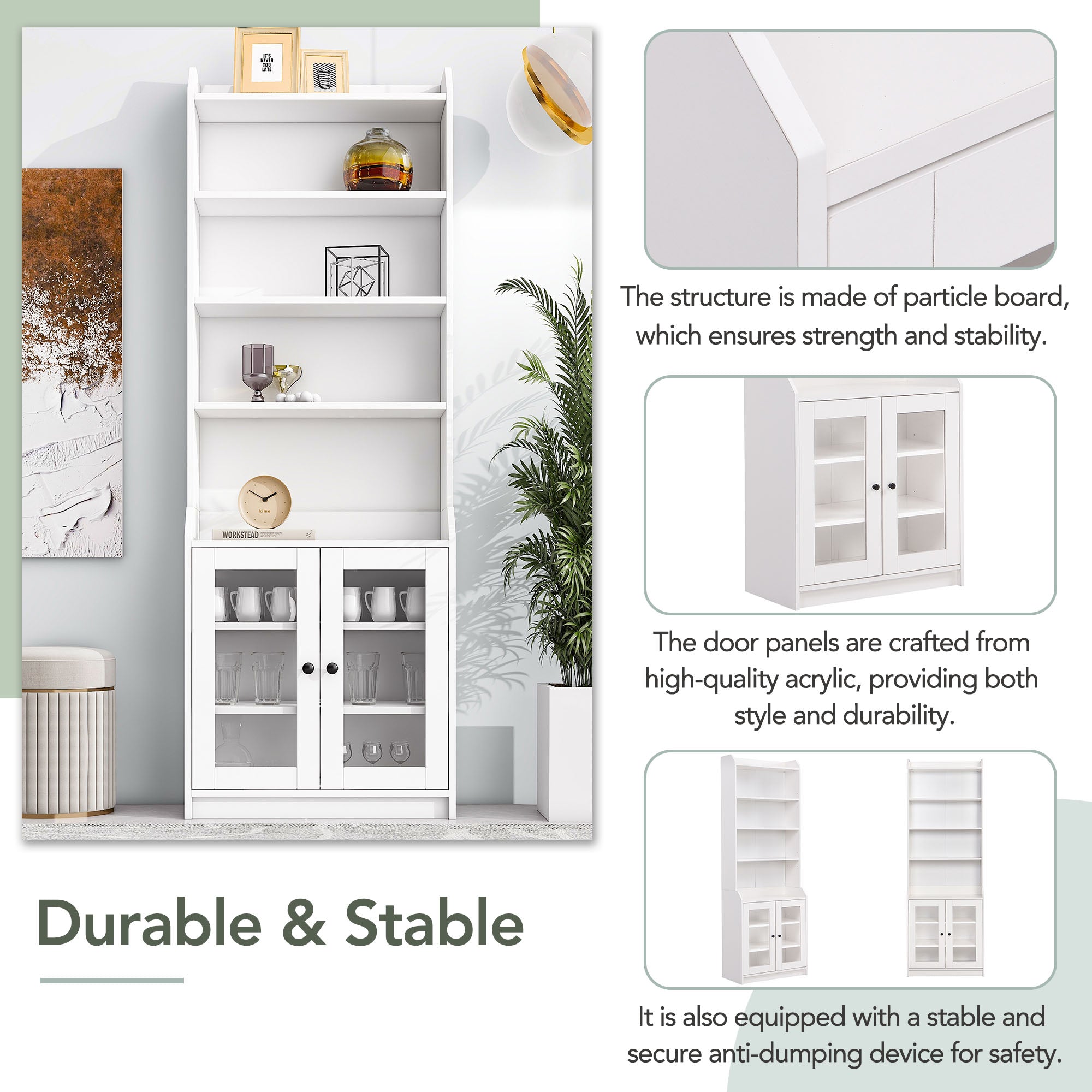 43 Inches Freestanding Open Wooden Open Shelf Storage Bookcase