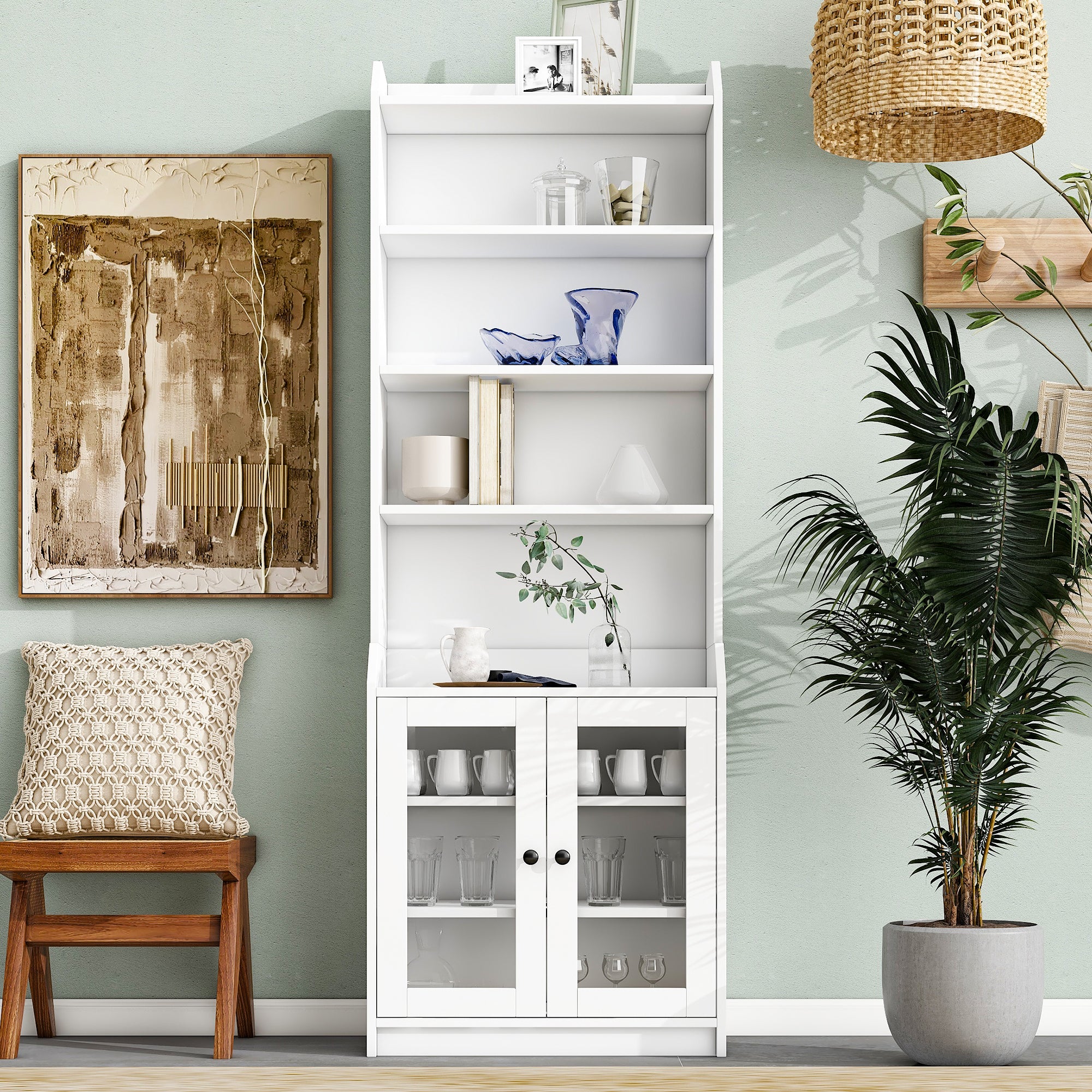 43 Inches Freestanding Open Wooden Open Shelf Storage Bookcase