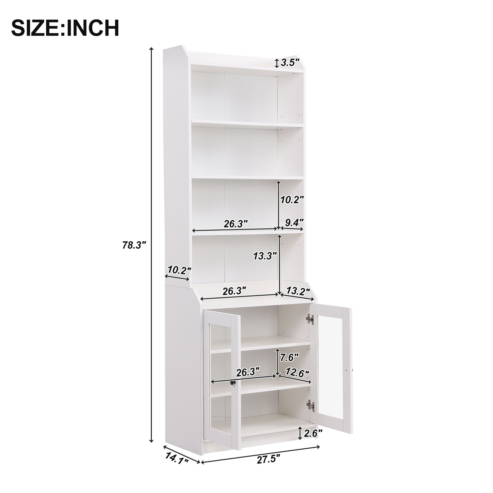 43 Inches Freestanding Open Wooden Open Shelf Storage Bookcase
