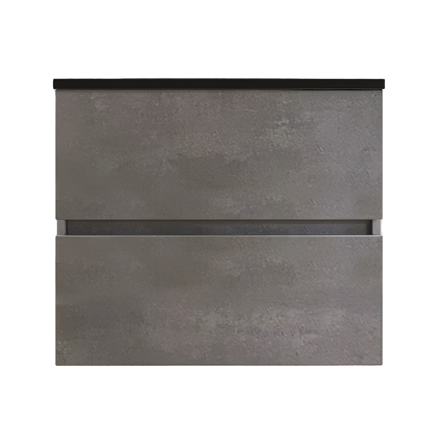 Wall-Mounted 2-drawer Bathroom Vanity Set in Cement Grey with Integrated Solid Surface Sink