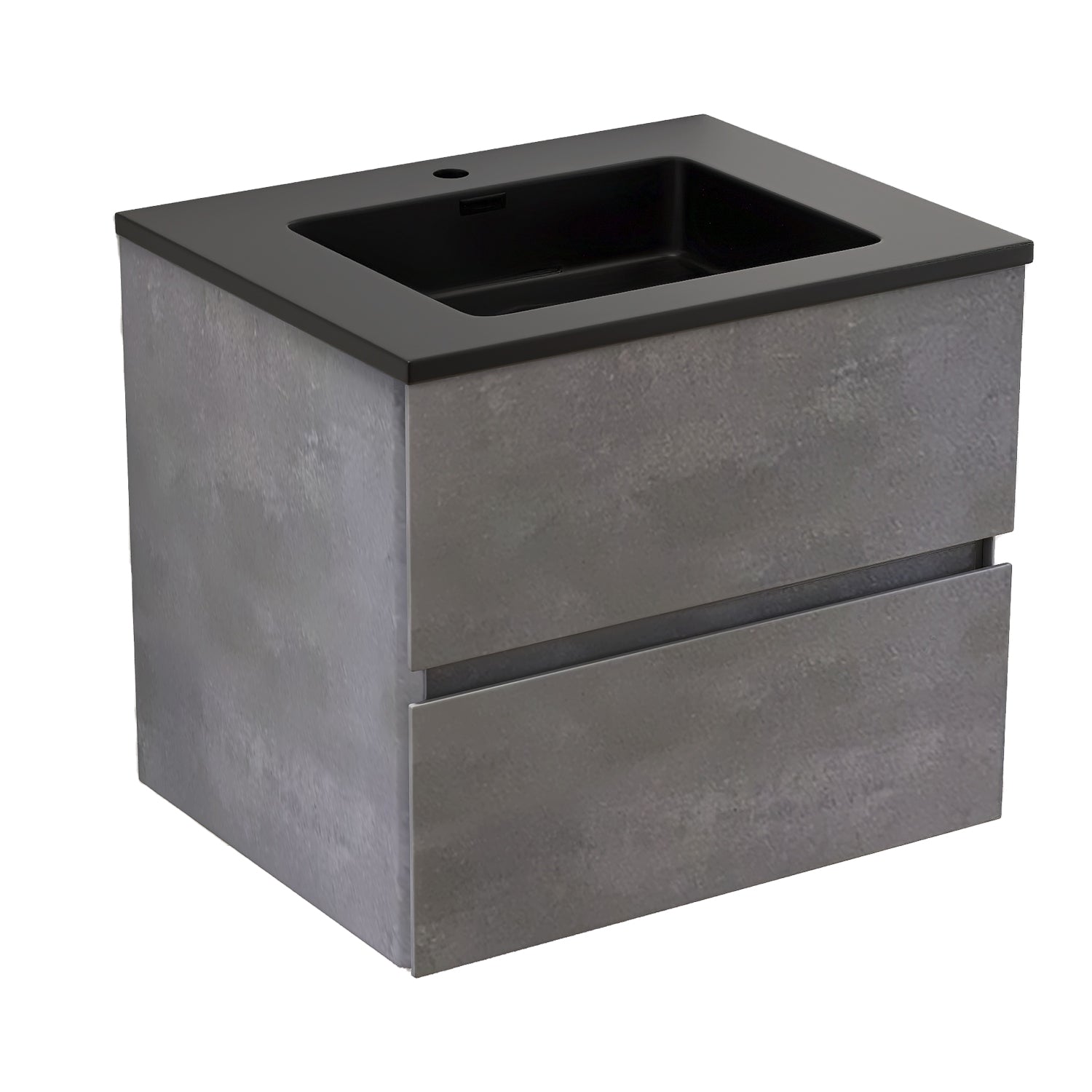 Wall-Mounted 2-drawer Bathroom Vanity Set in Cement Grey with Integrated Solid Surface Sink