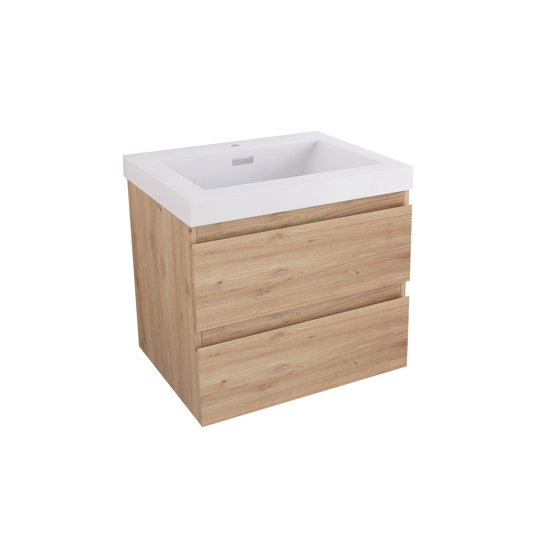 Wall-Mounted 2-drawer Bathroom Vanity Set with Integrated Resin Sink