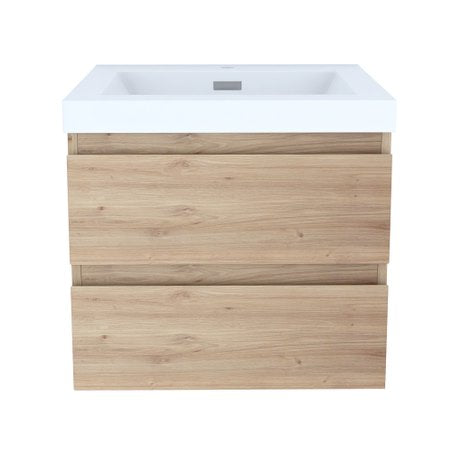 Wall-Mounted 2-drawer Bathroom Vanity Set with Integrated Resin Sink