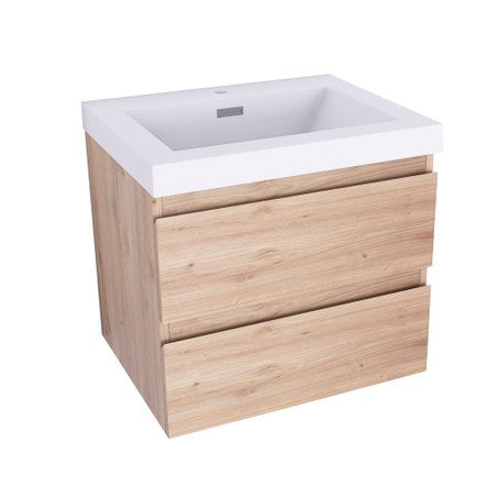 Wall-Mounted 2-drawer Bathroom Vanity Set with Integrated Resin Sink