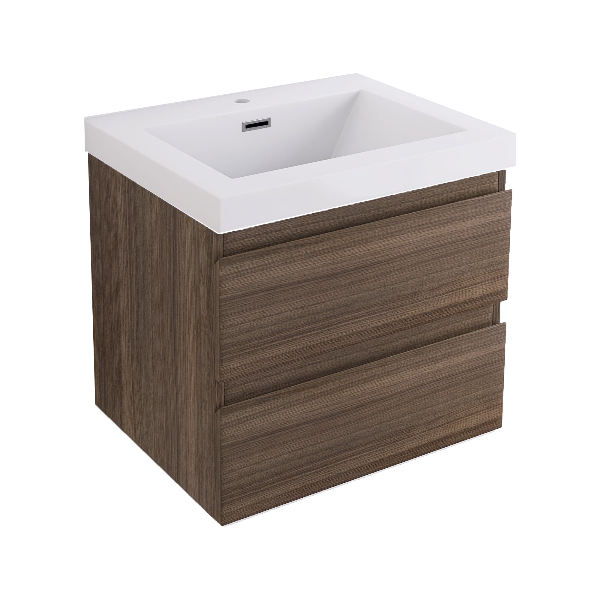 Wall-Mounted 2-drawer Bathroom Vanity Set with Integrated Resin Sink