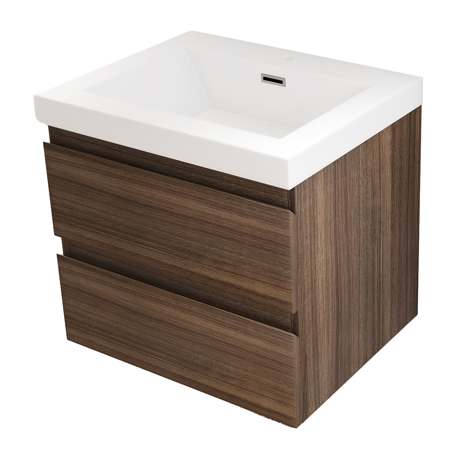 Wall-Mounted 2-drawer Bathroom Vanity Set with Integrated Resin Sink