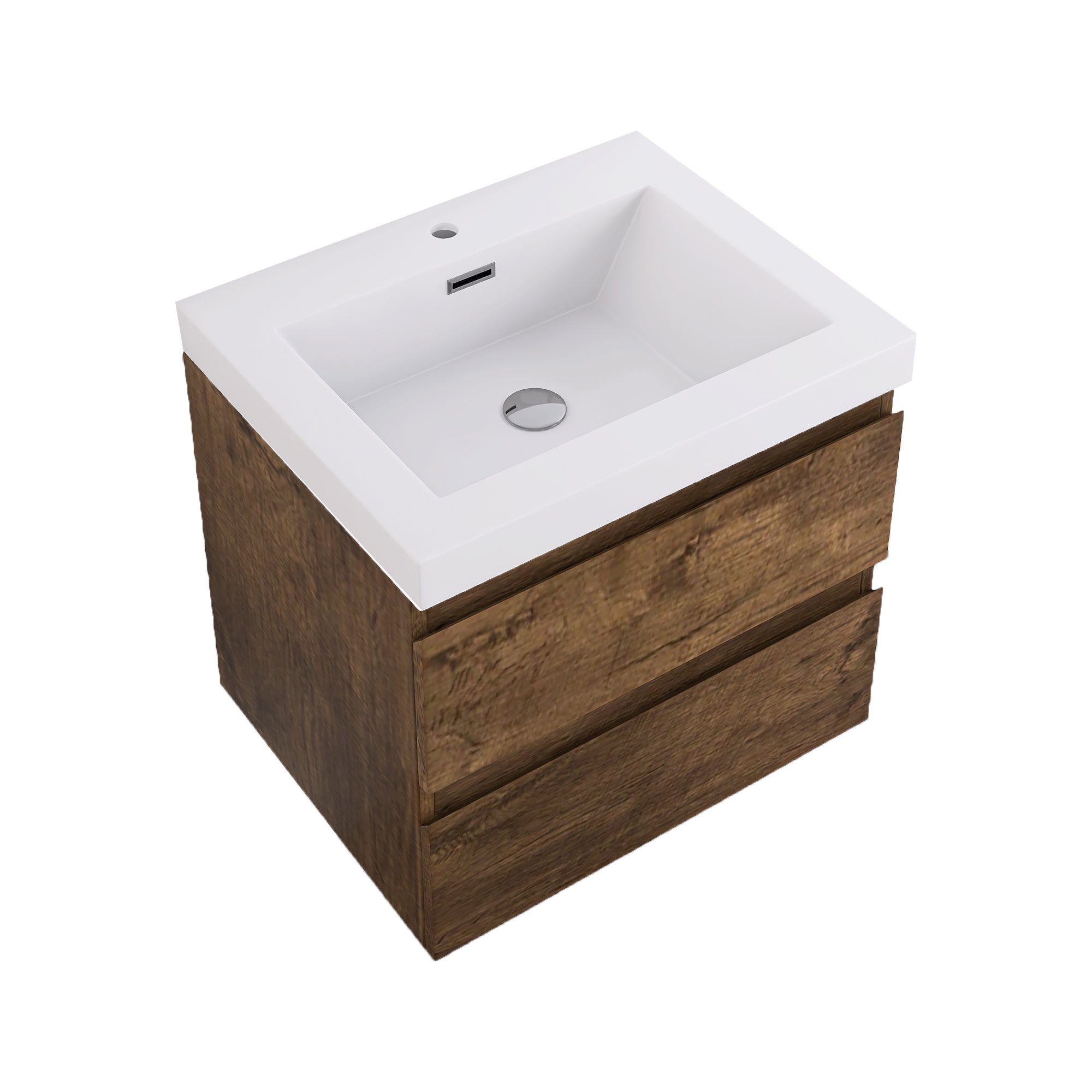 Wall-Mounted 2-drawer Bathroom Vanity Set with Integrated Resin Sink