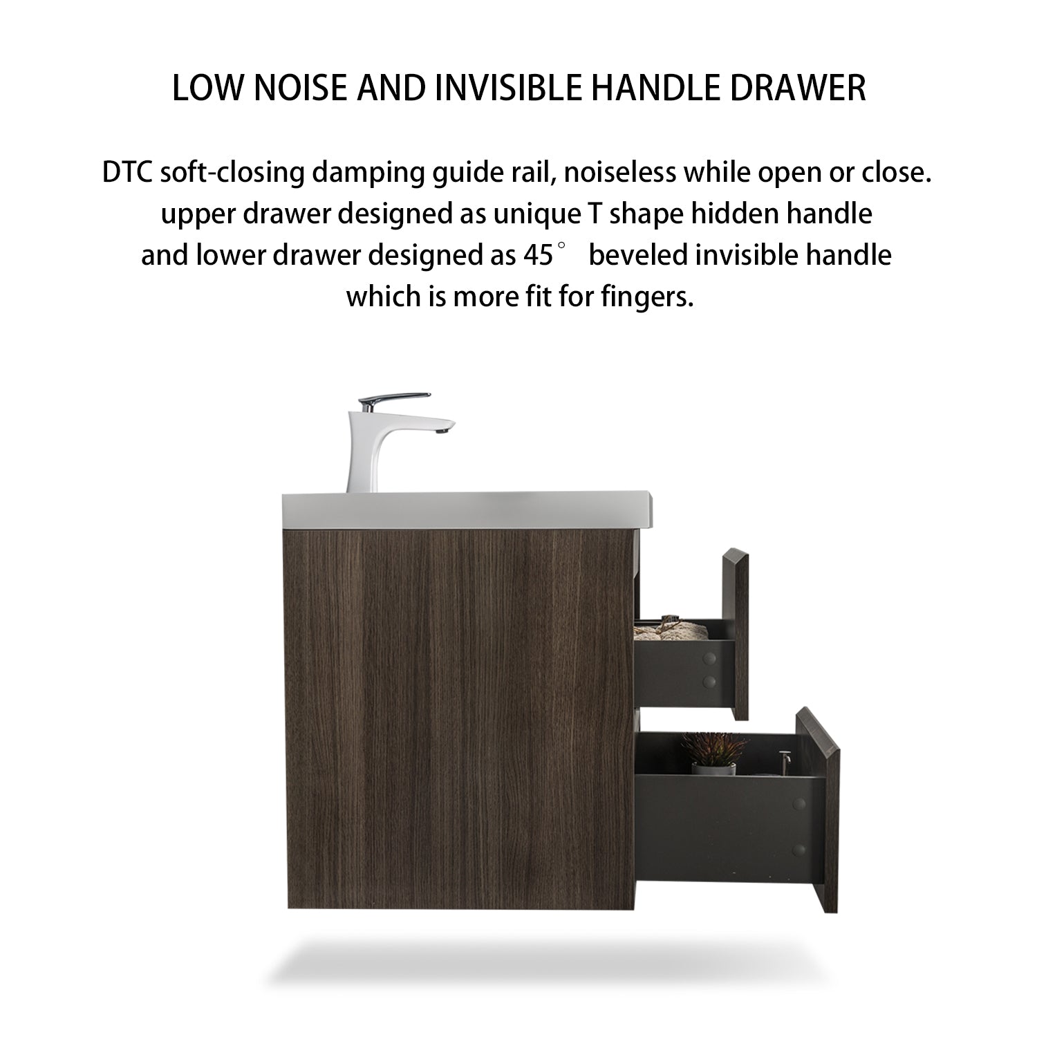 Wall-Mounted 2-drawer Bathroom Vanity Set with Integrated Resin Sink