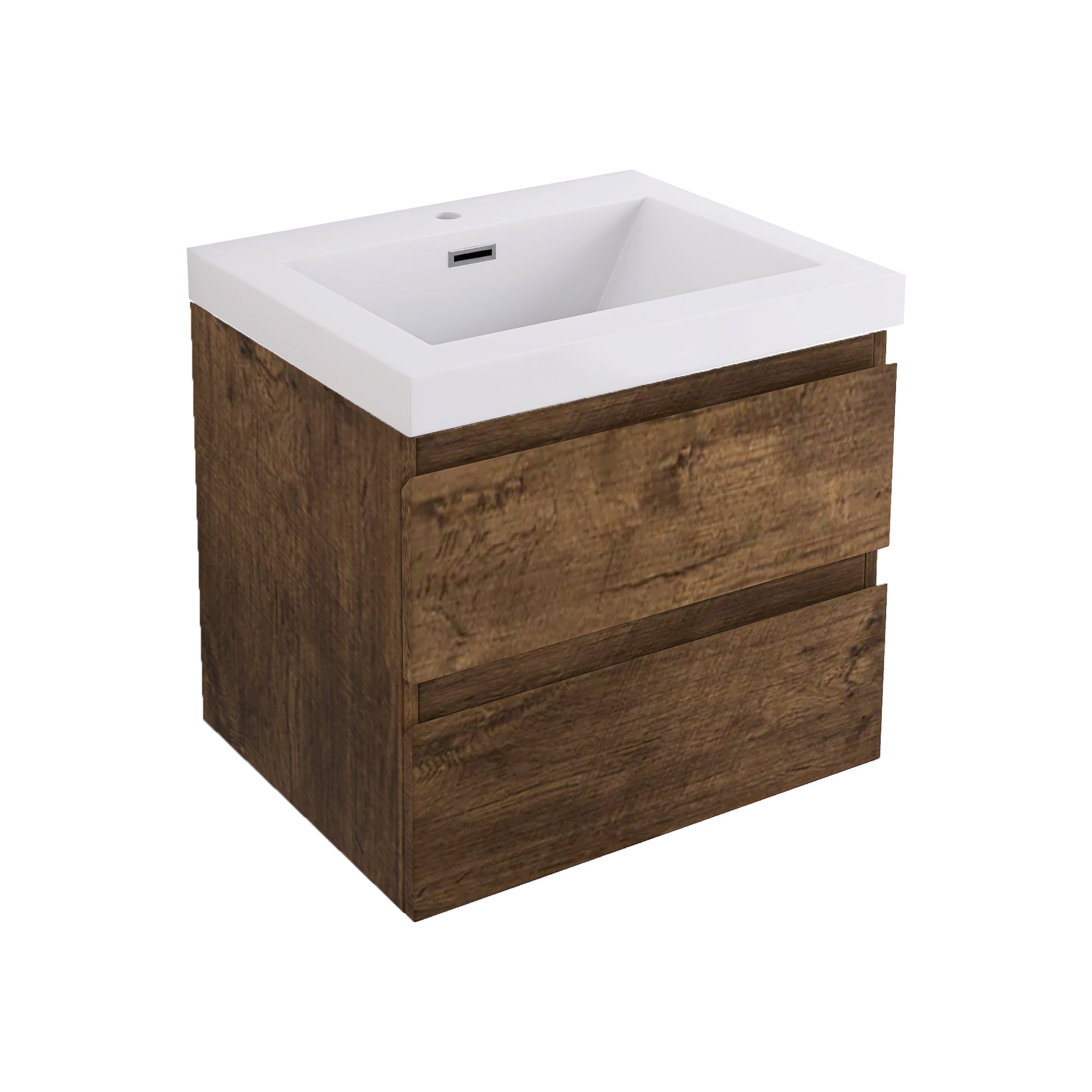 Wall-Mounted 2-drawer Bathroom Vanity Set with Integrated Resin Sink