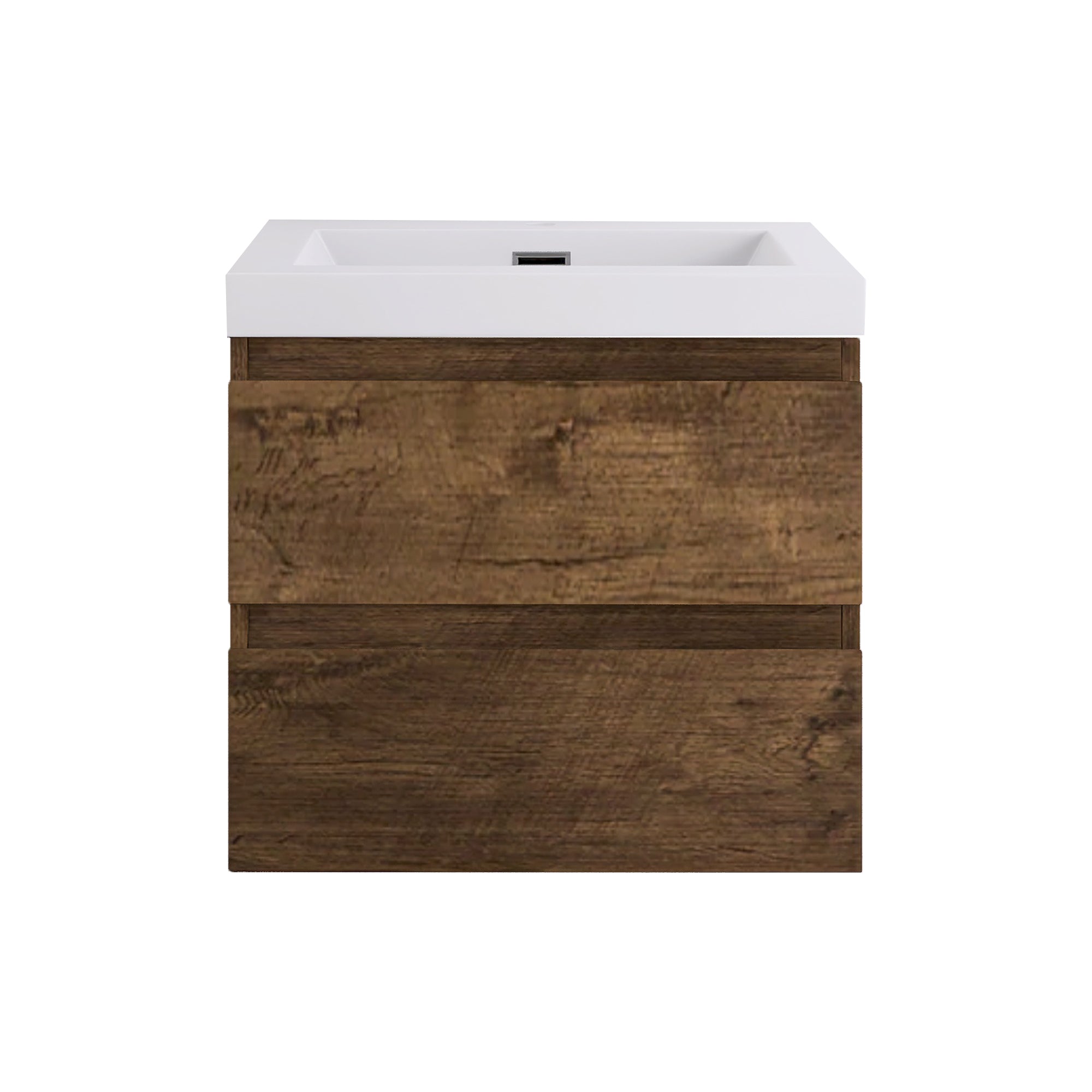 Wall-Mounted 2-drawer Bathroom Vanity Set with Integrated Resin Sink