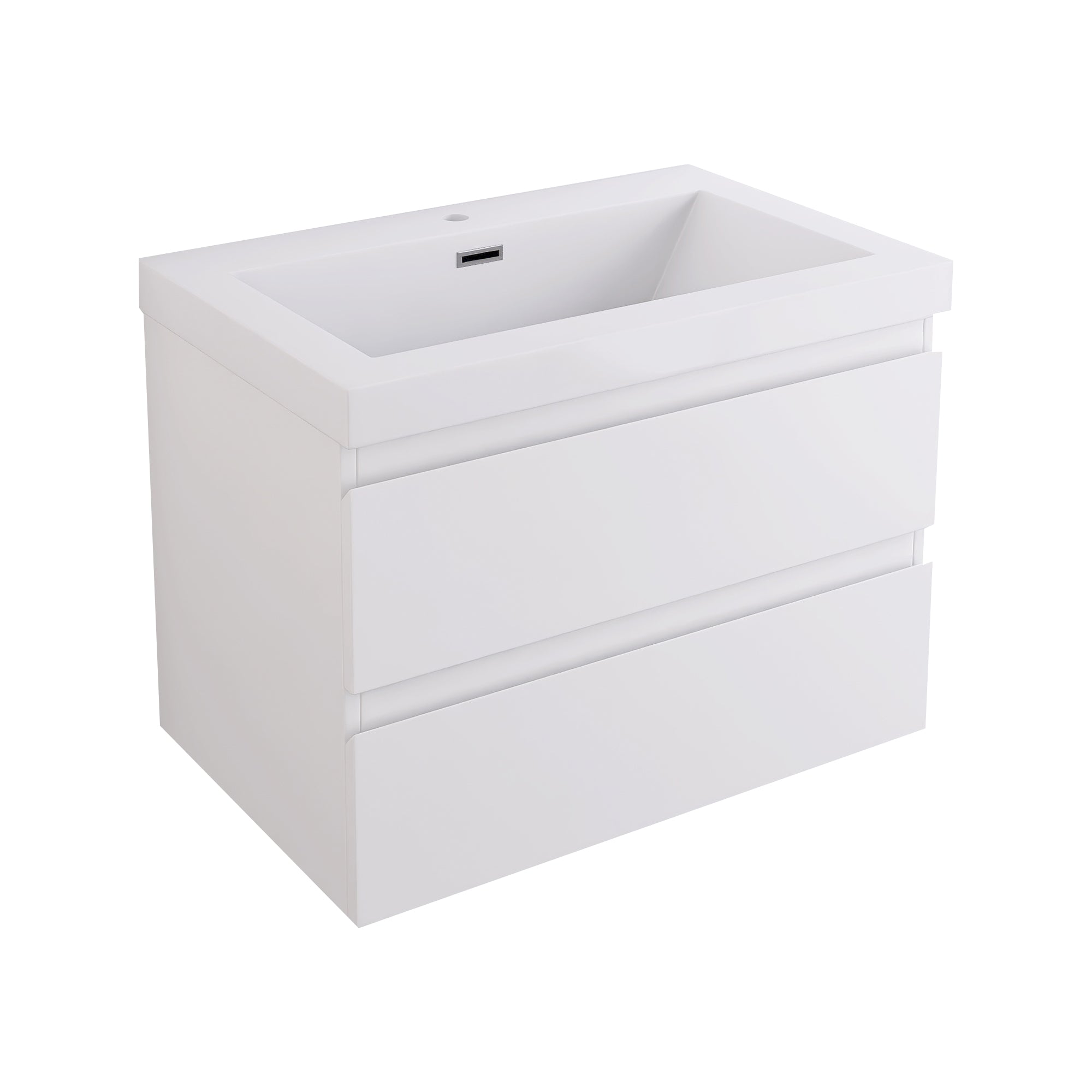 Wall-Mounted 2-drawer Bathroom Vanity Set with Integrated Resin Sink