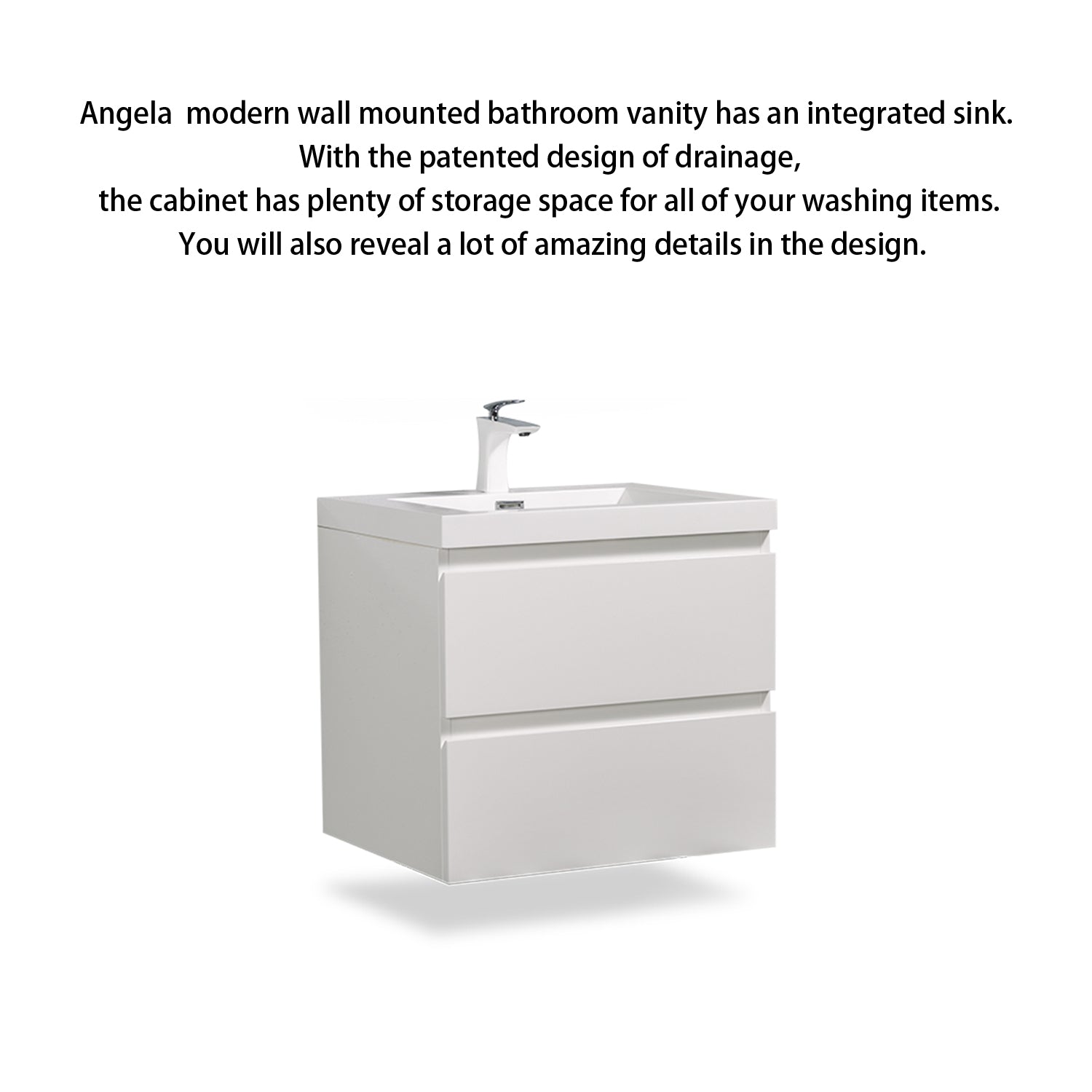 Wall-Mounted 2-drawer Bathroom Vanity Set with Integrated Resin Sink