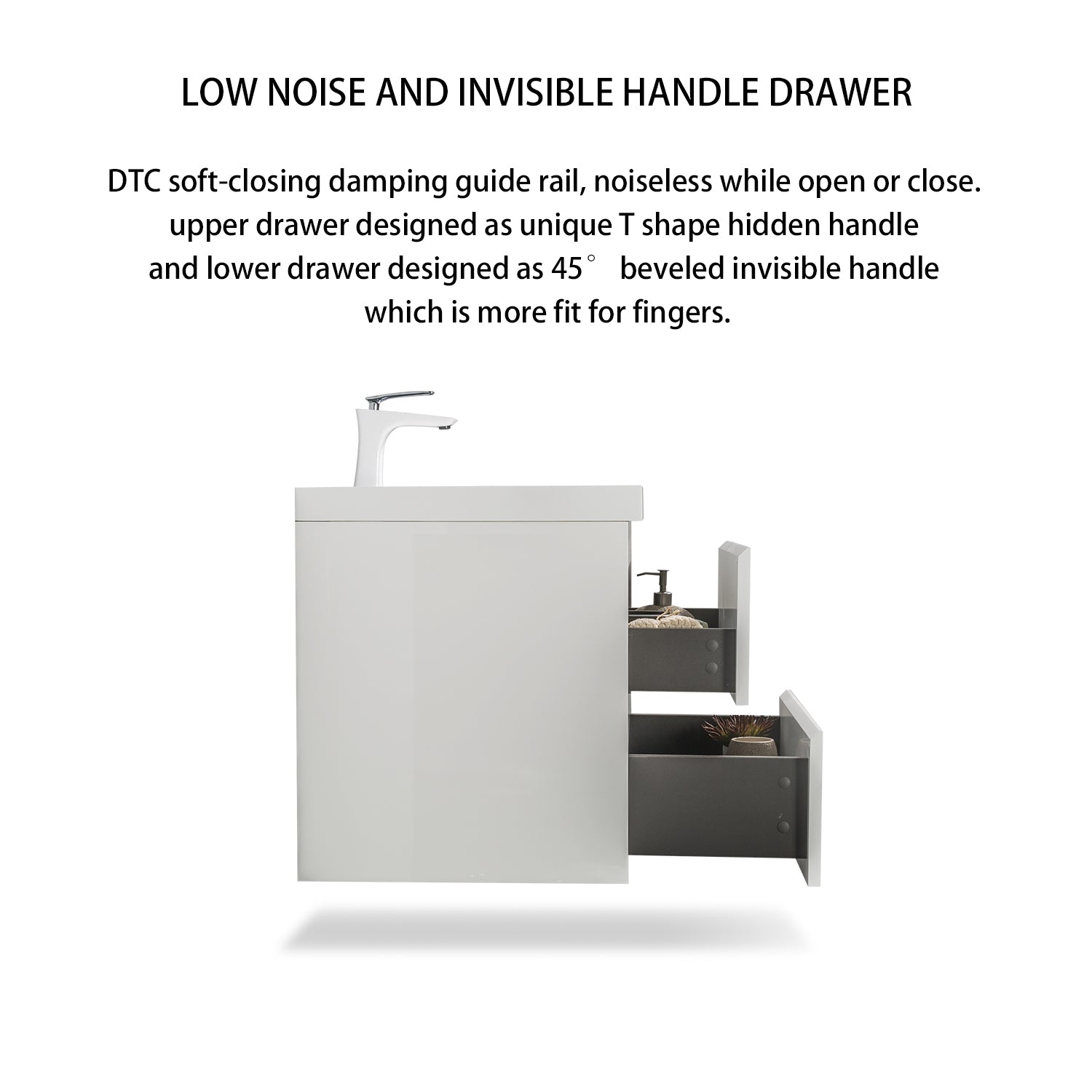 Wall-Mounted 2-drawer Bathroom Vanity Set with Integrated Resin Sink