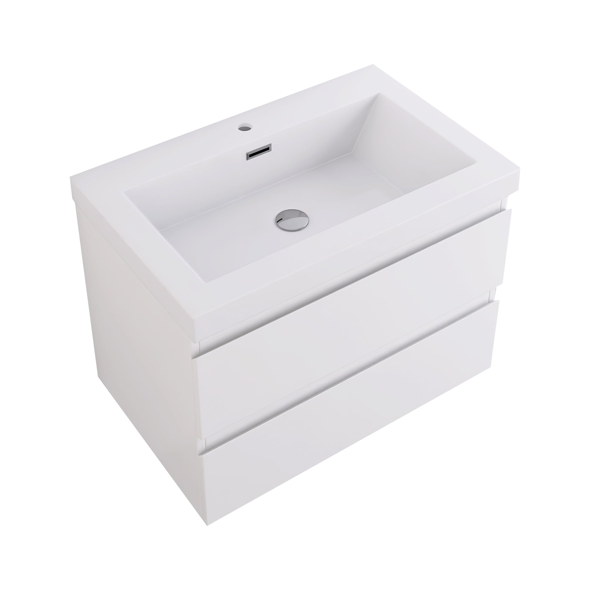 Wall-Mounted 2-drawer Bathroom Vanity Set with Integrated Resin Sink