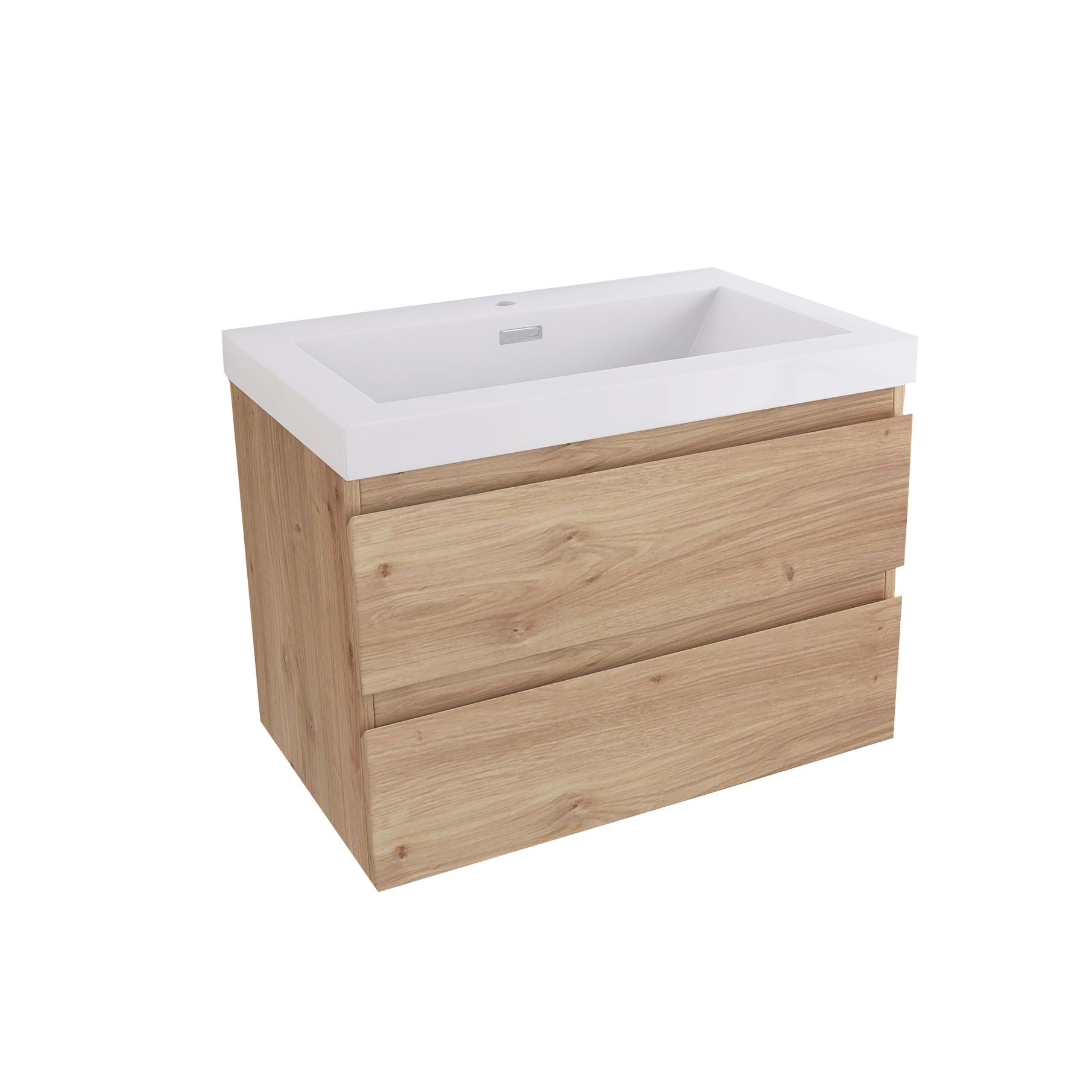 Wall-Mounted 2-drawer Bathroom Vanity Set with Integrated Resin Sink