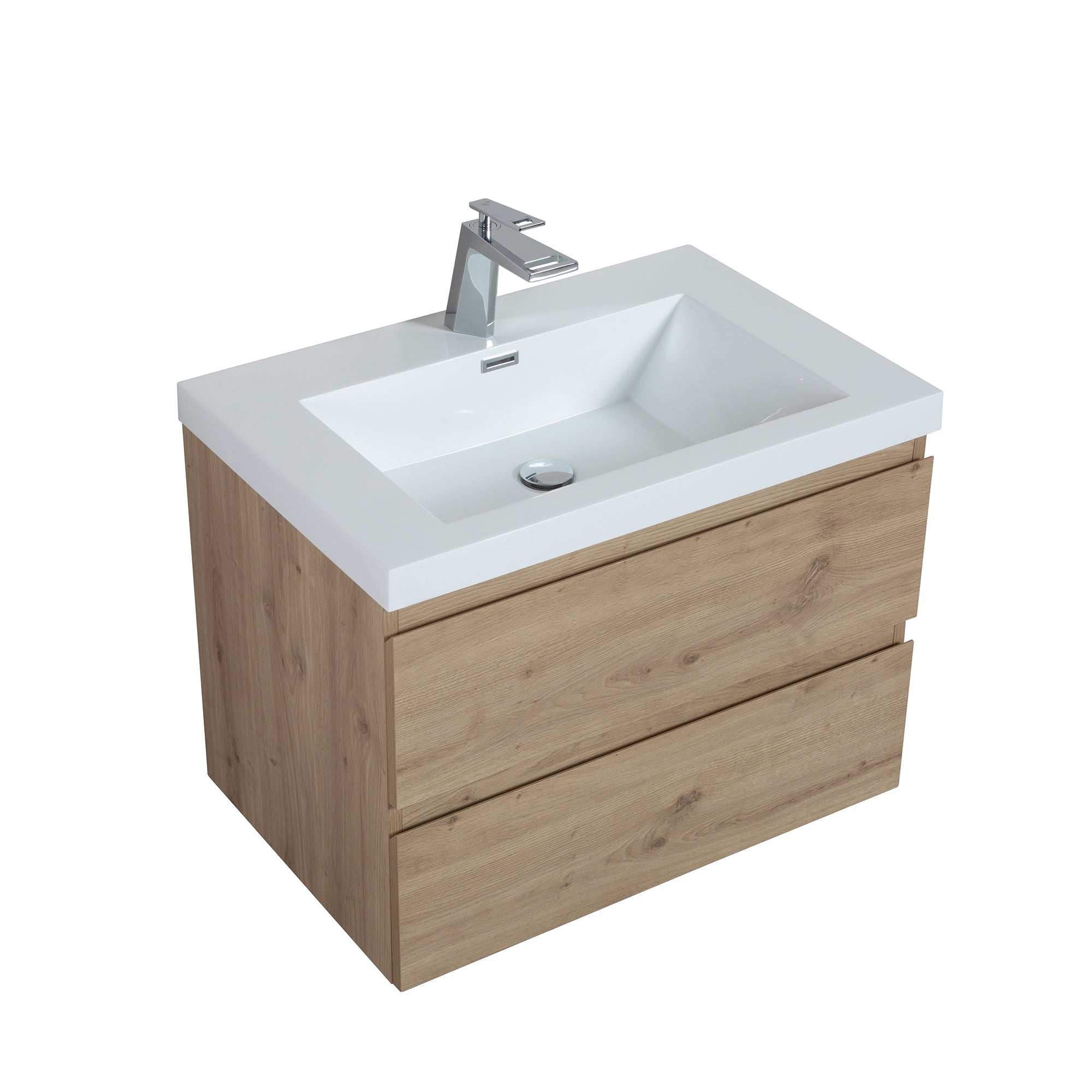 Wall-Mounted 2-drawer Bathroom Vanity Set with Integrated Resin Sink