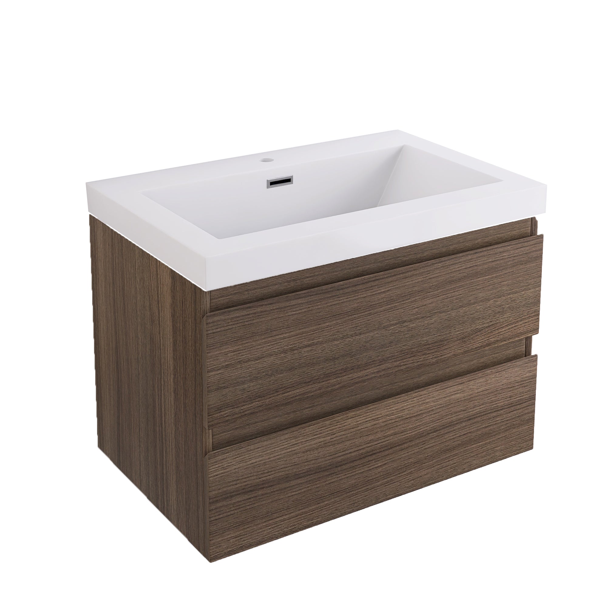 Wall-Mounted 2-drawer Bathroom Vanity Set with Integrated Resin Sink