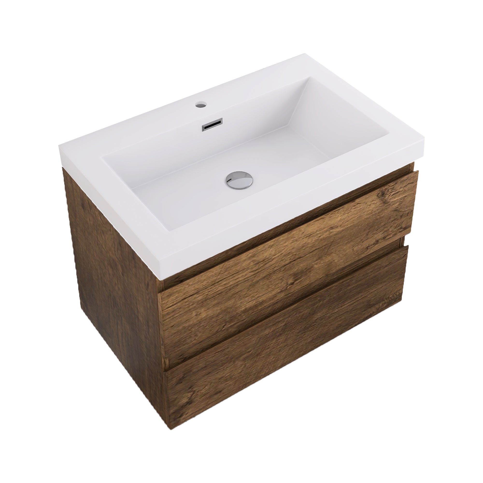 Wall-Mounted 2-drawer Bathroom Vanity Set with Integrated Resin Sink