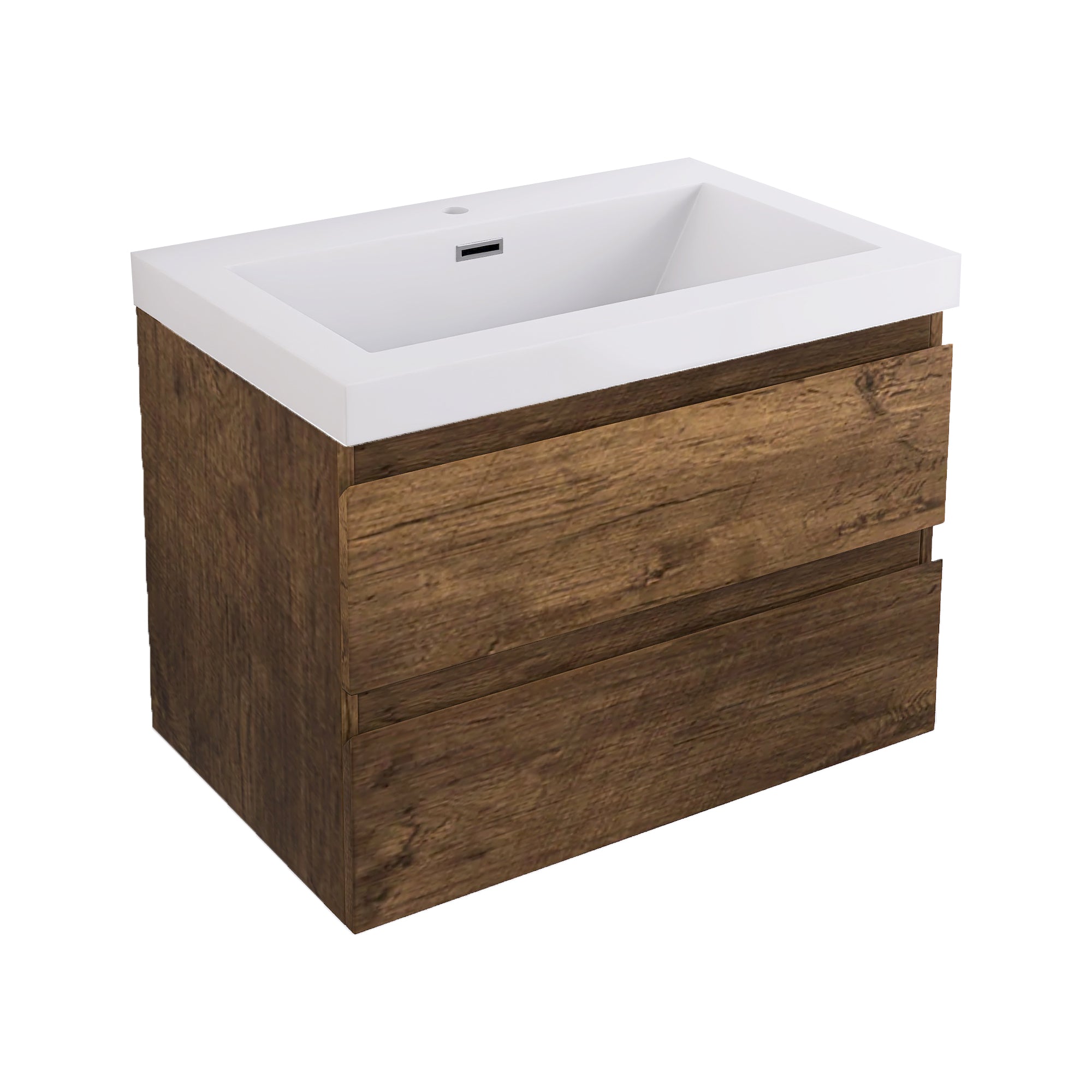 Wall-Mounted 2-drawer Bathroom Vanity Set with Integrated Resin Sink