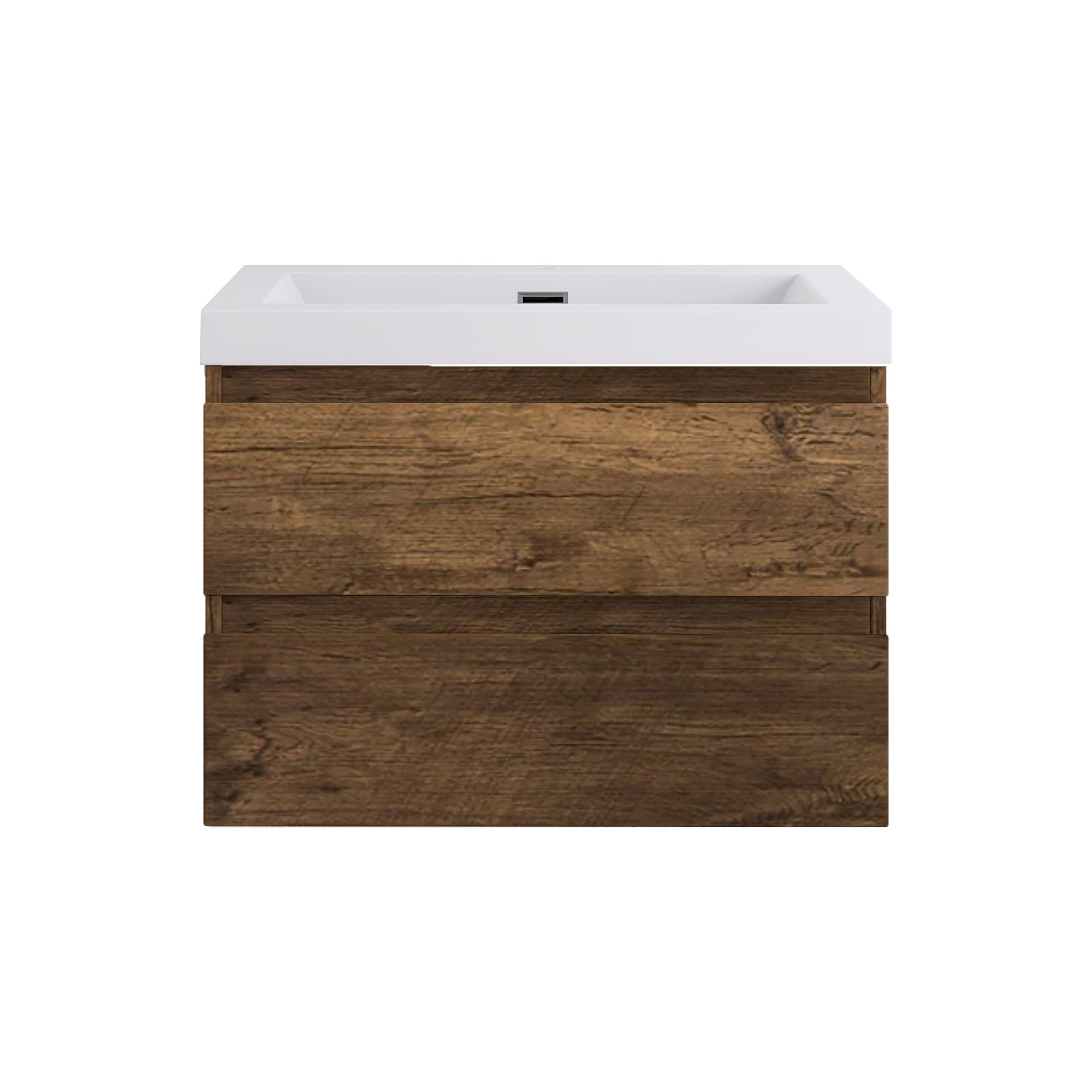 Wall-Mounted 2-drawer Bathroom Vanity Set with Integrated Resin Sink