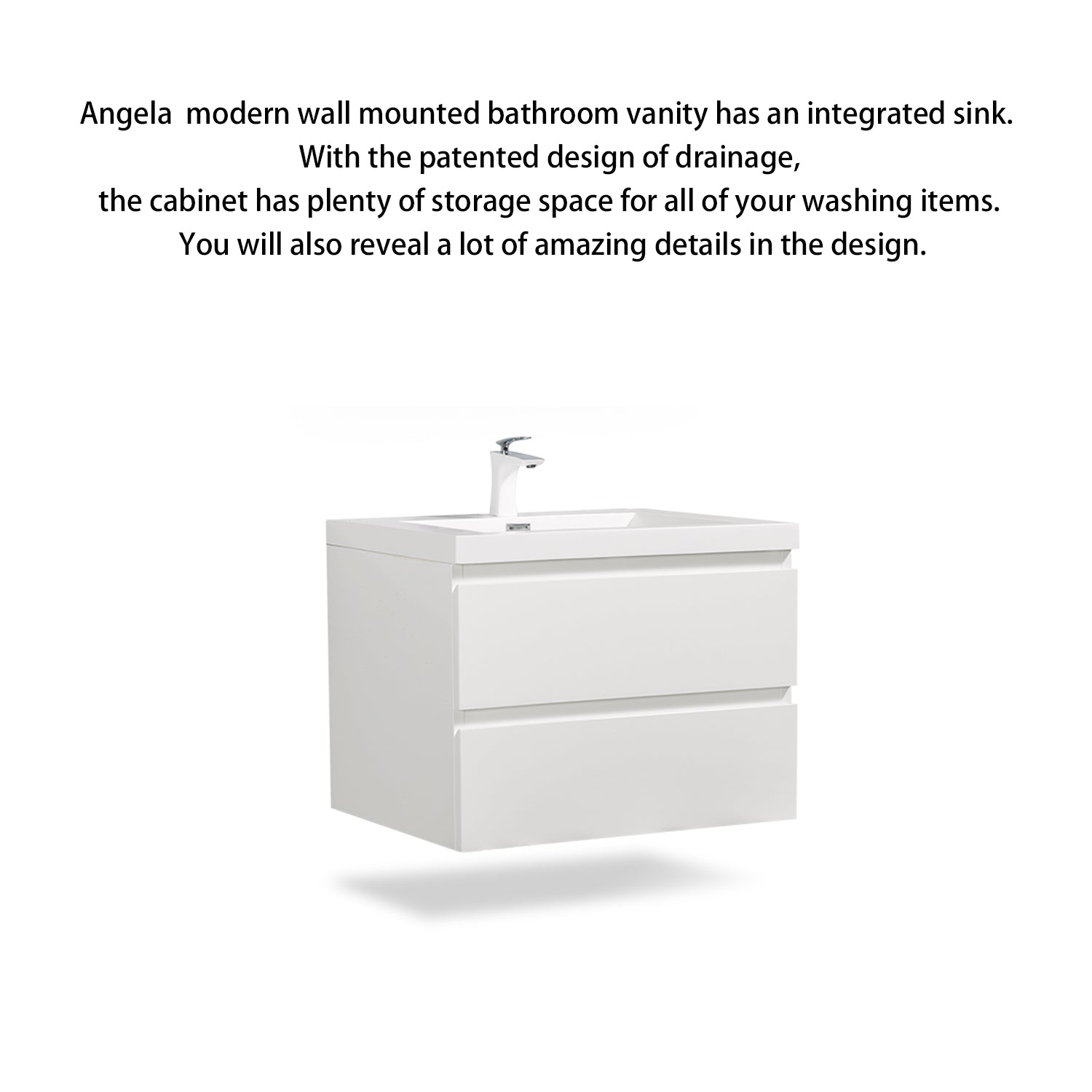 Wall-Mounted 2-drawer Bathroom Vanity Set with Integrated Resin Sink