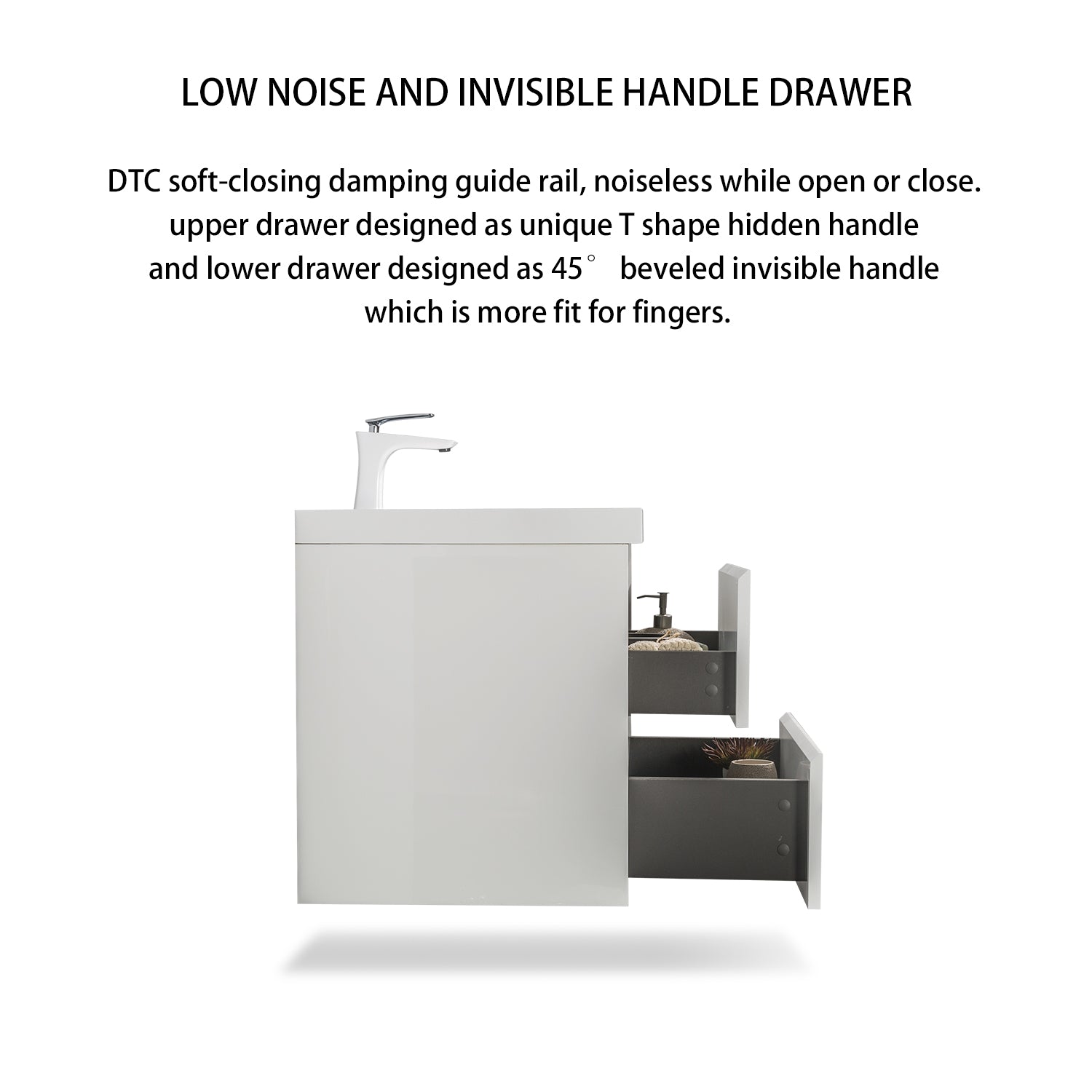 Wall-Mounted 2-drawer Bathroom Vanity Set with Integrated Resin Sink