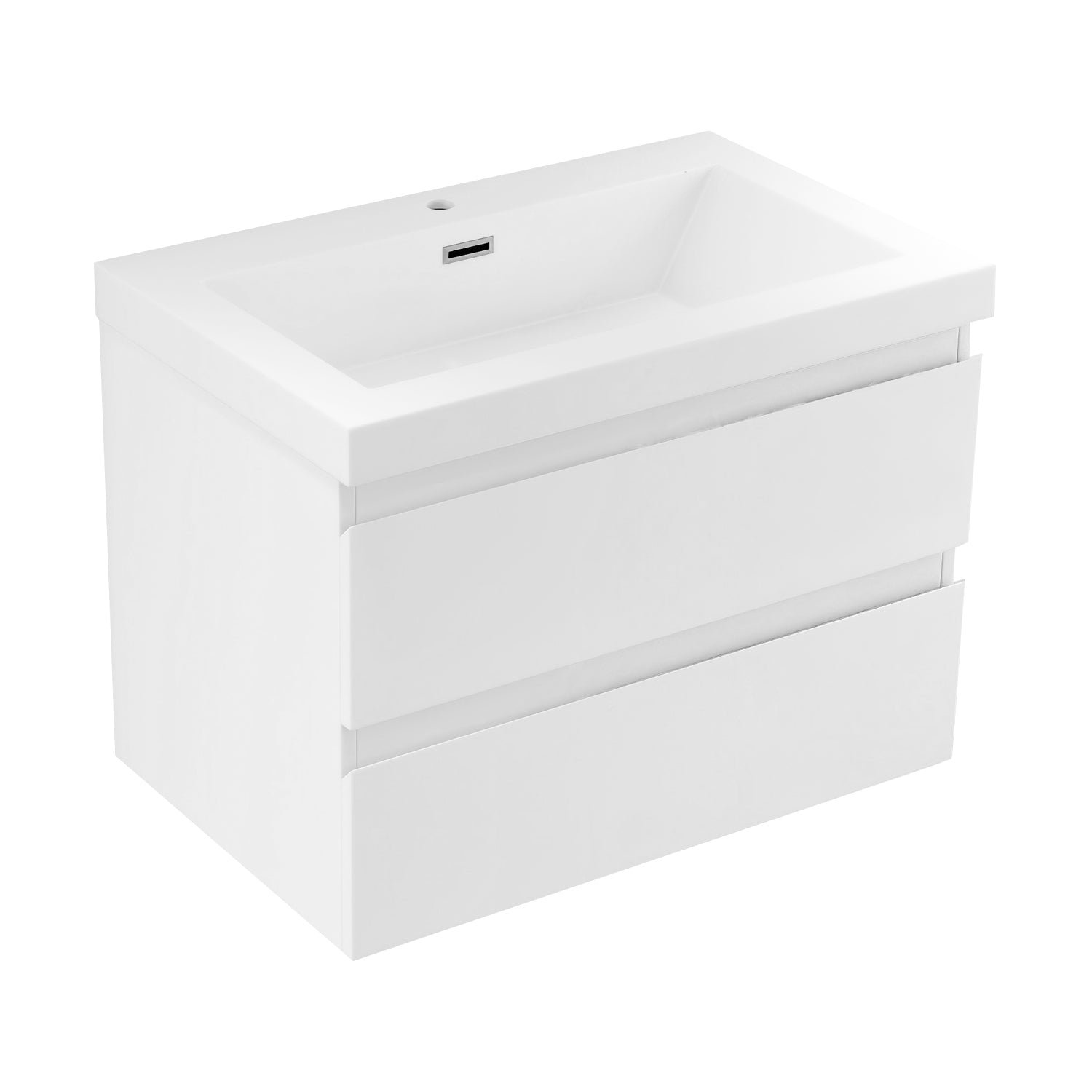 Wall-Mounted 2-drawer Bathroom Vanity Set with Integrated Resin Sink